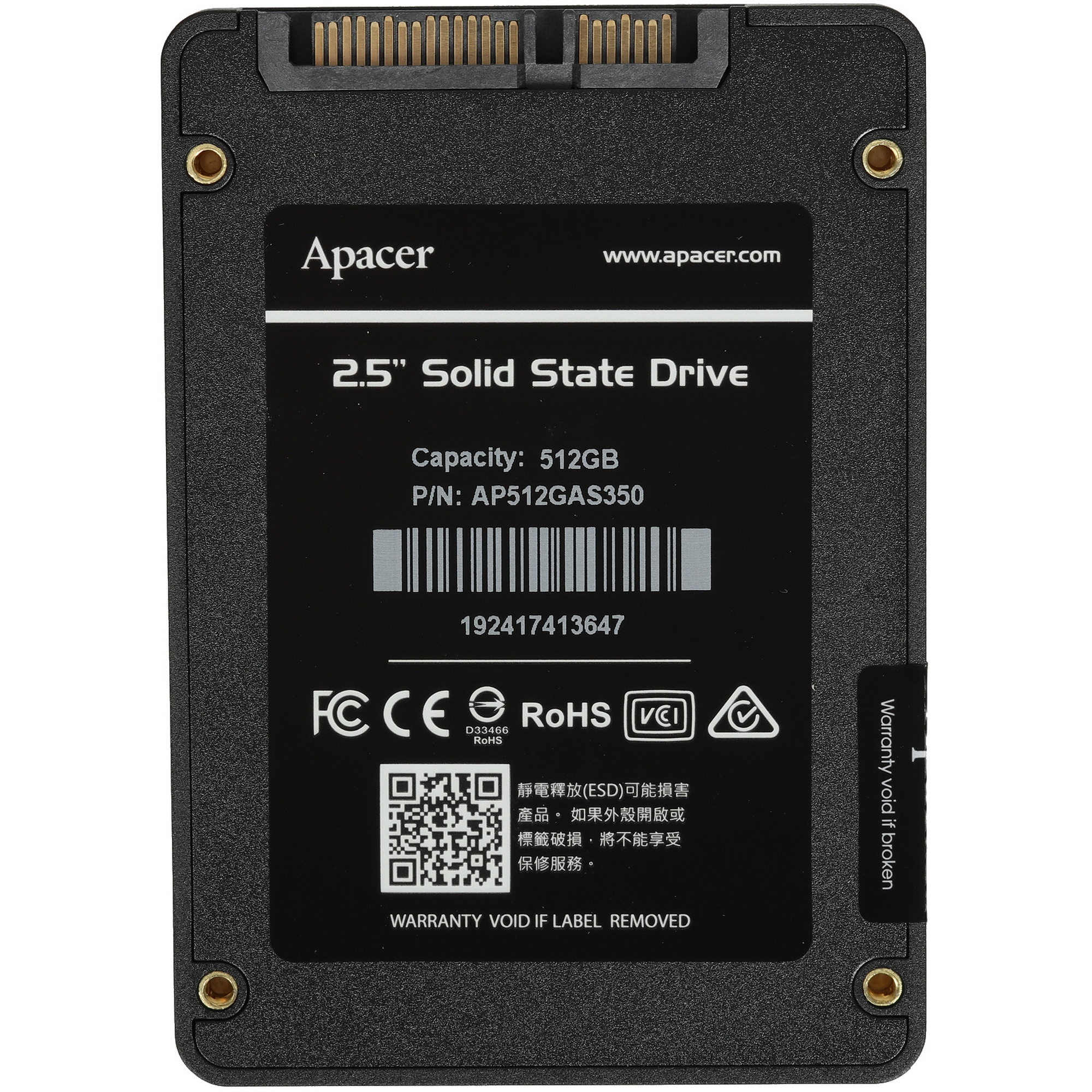 Накопитель SSD Apacer AS350 PANTHER, 512Gb, 2.5", SATA III, R/W 560/540