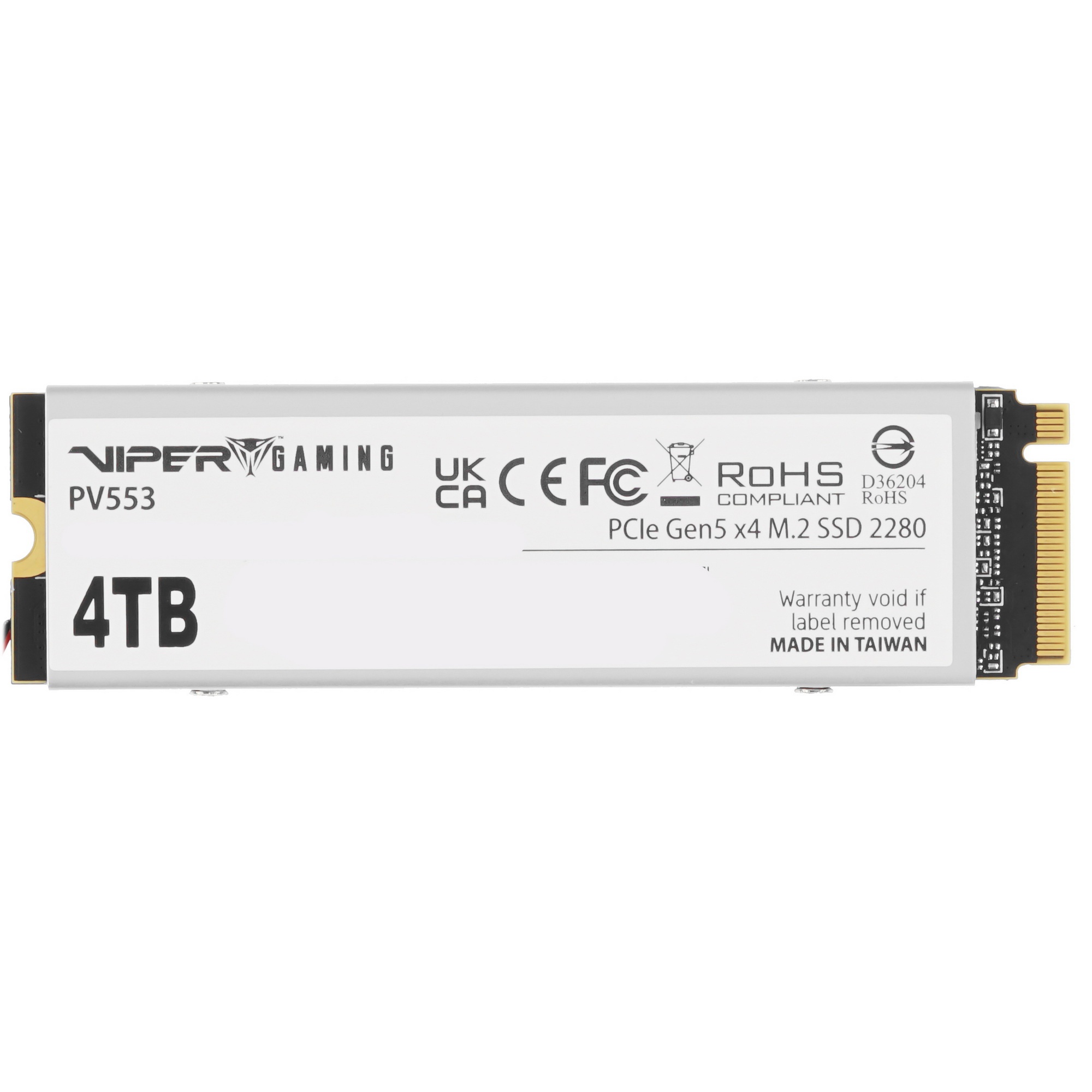 Накопитель SSD Patriot PV553, 4Tb, PCIe 5.0 x4, M.2 2280, NVMe, R/W 12400/11800, с активным охлажден