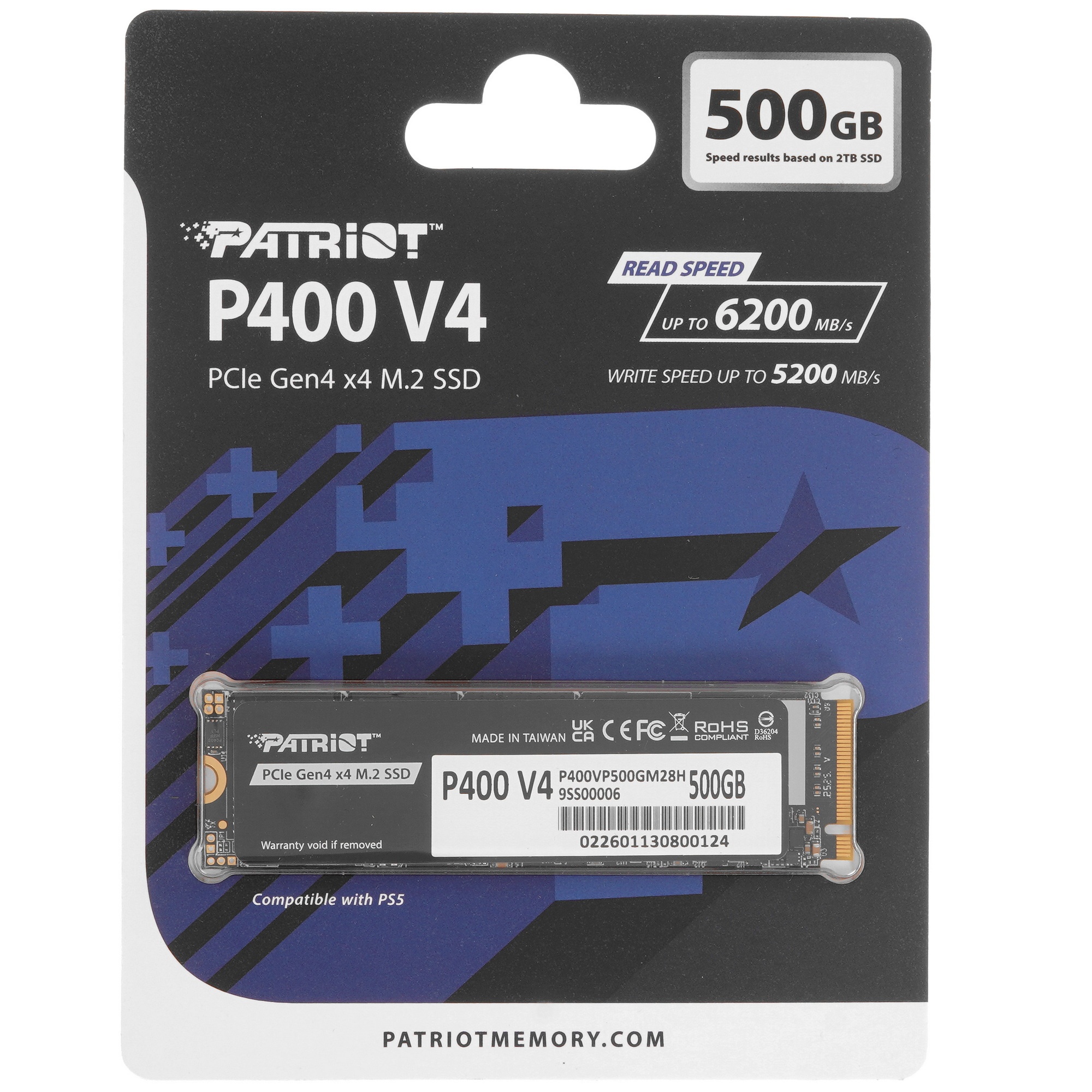 Накопитель SSD Patriot M.2 2280 500Gb P400VP500GM28H