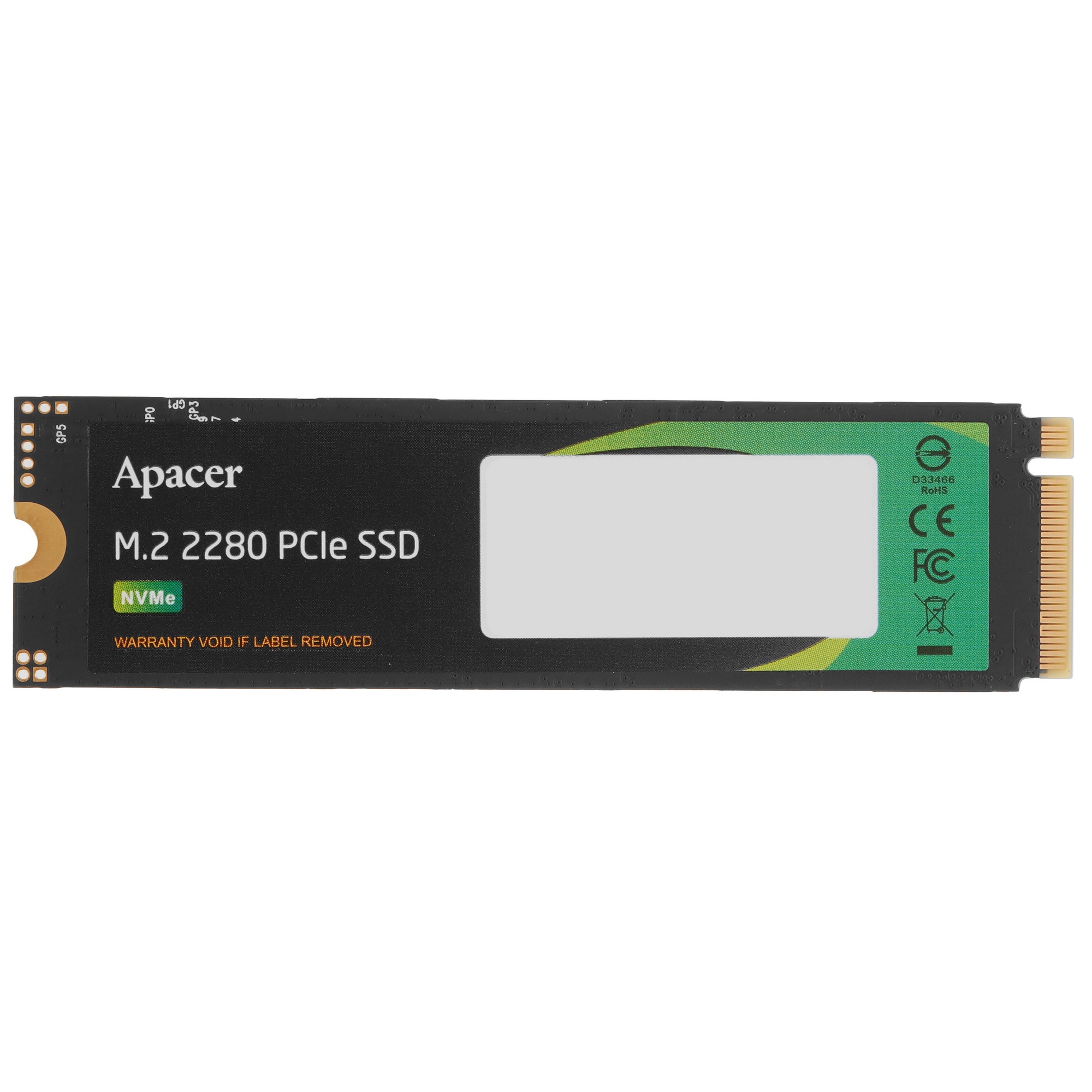 Накопитель SSD Apacer AS2280Q4X, 1Тб, M.2 2280, PCIe 4.0 x4, NVMe 1.4, R/W 5000/4400, с радиатором