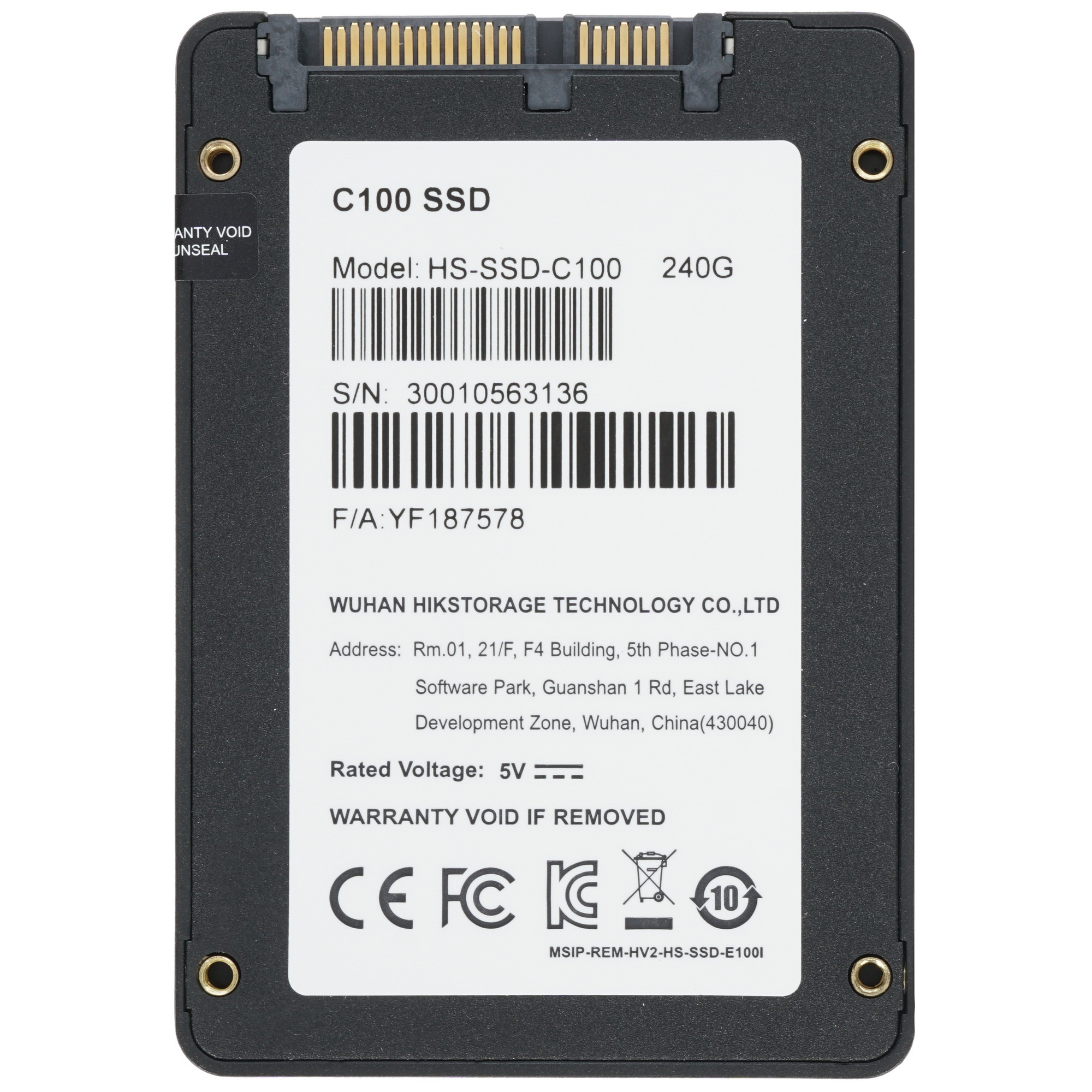 Накопитель SSD Hikvision C100, 240Gb, 2.5", SATA III, R/W 530/400