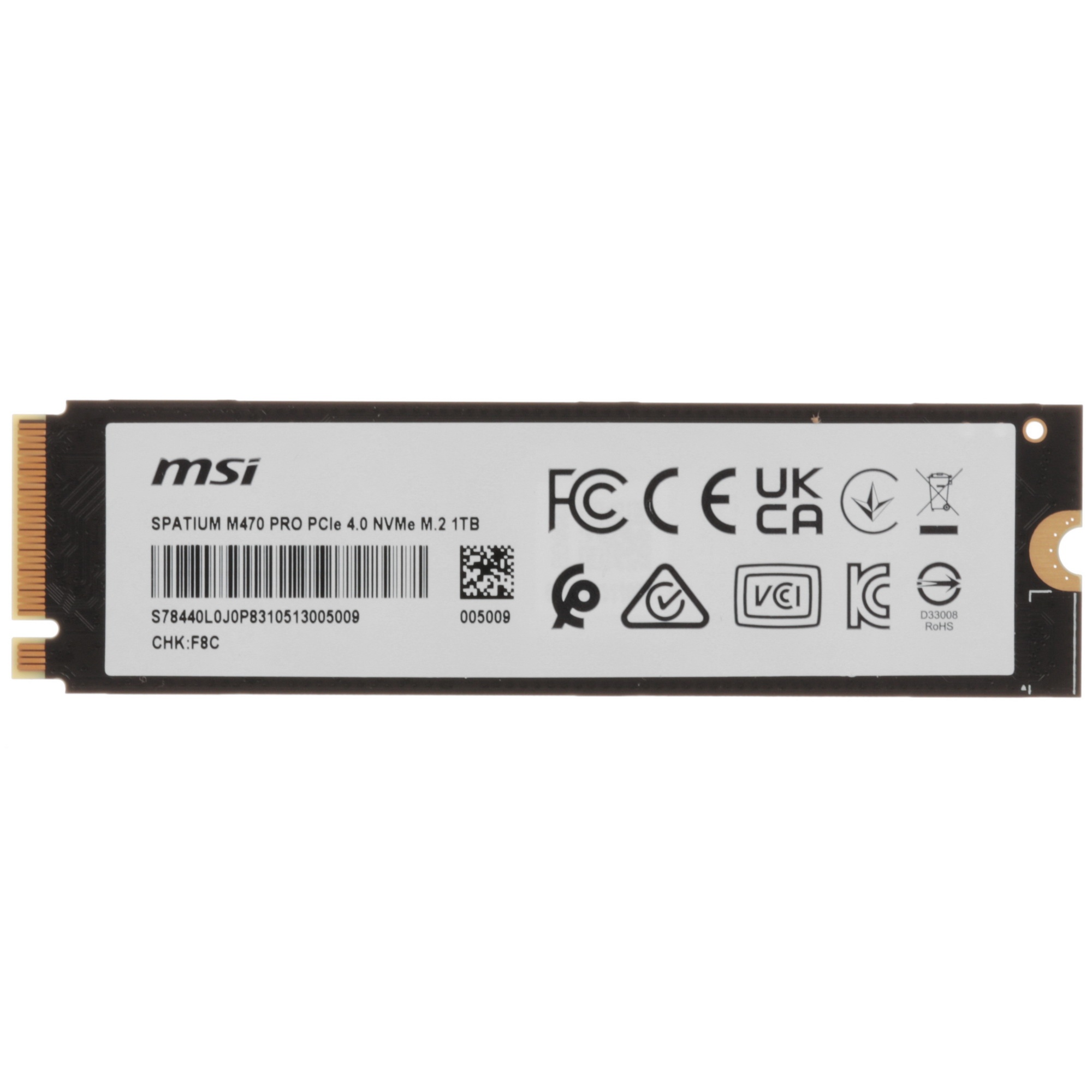 Твердотельный накопитель SSD MSI M.2 2280 1TB SPATIUM M470 PRO Client SSD S78-440L0J0-P83, PCIe Gen4