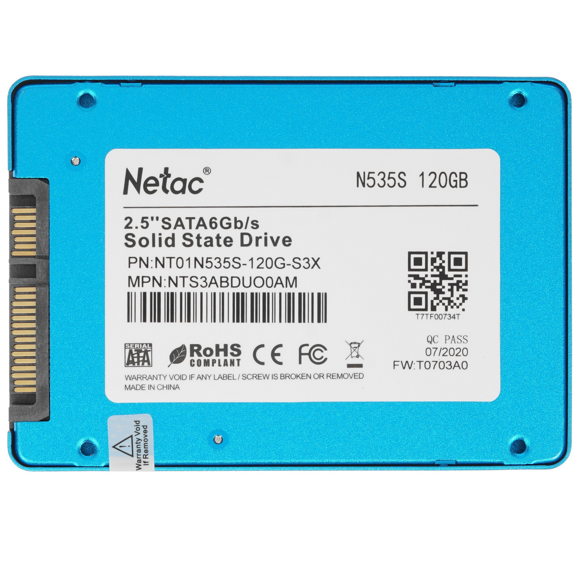 Накопитель SSD Netac N535S, 120GB, 2.5", SATA-III, R/W 540/490