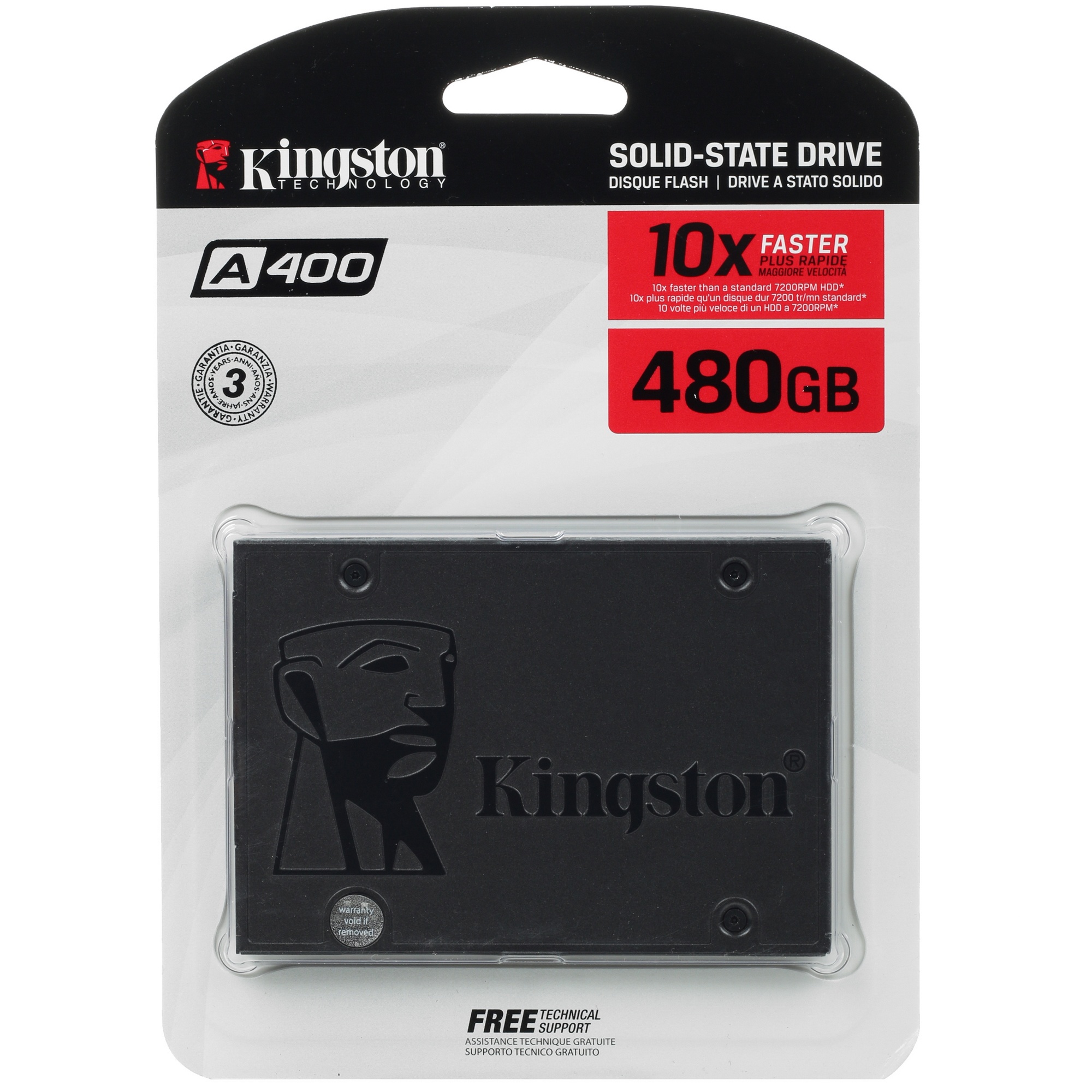 Накопитель SSD Kingston A400, 480GB, SATA III, 2.5", R/W 500/450