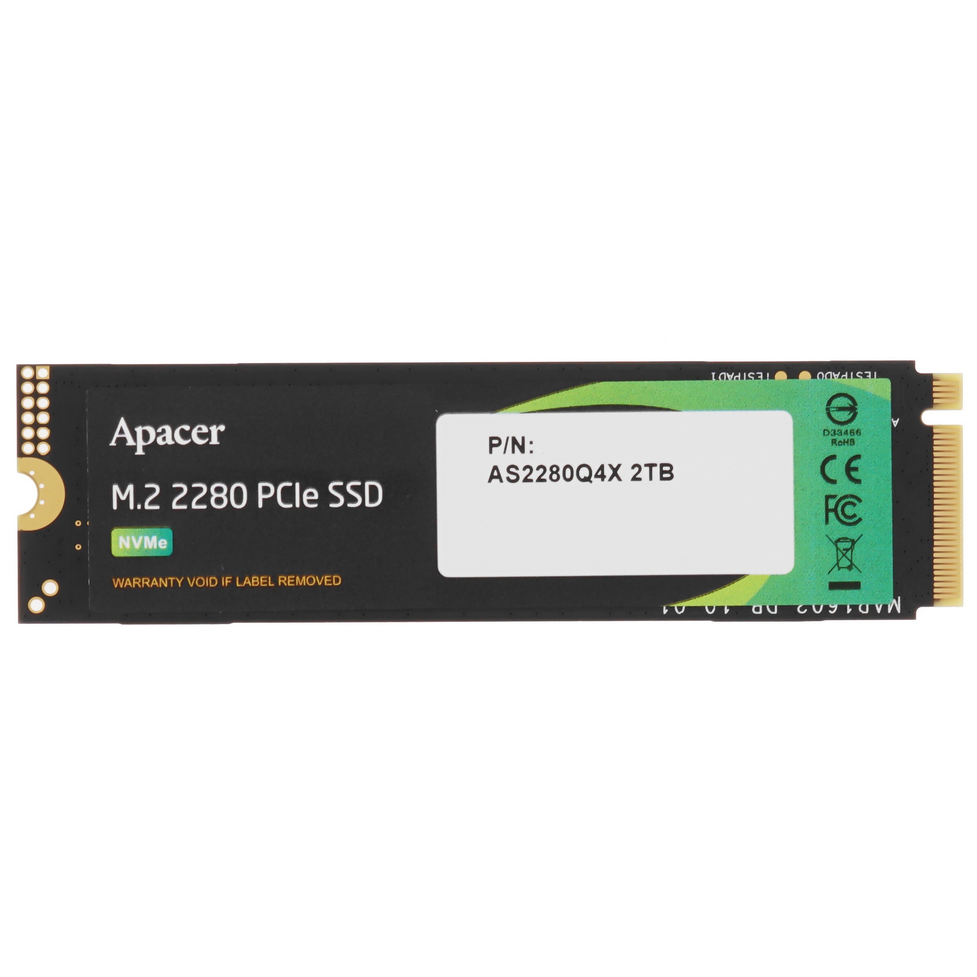 Накопитель SSD Apacer 2TB, PCIe 4.0 x4, M.2 2280, NVMe, R/W 5000/4400, с радиатором