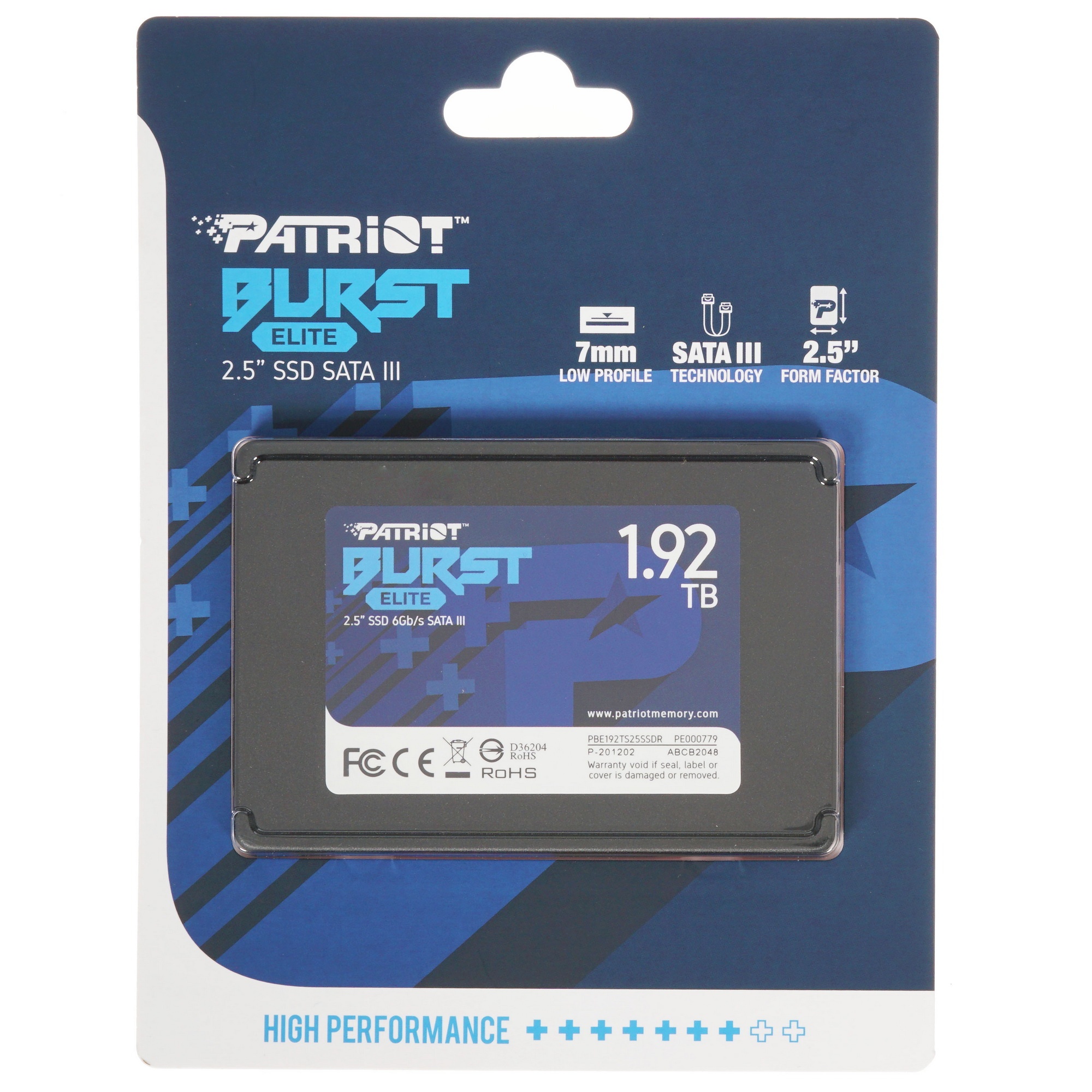 Накопитель SSD Patriot Burst Elite, 1.92Tb, SATA, 2.5", R/W 450/320