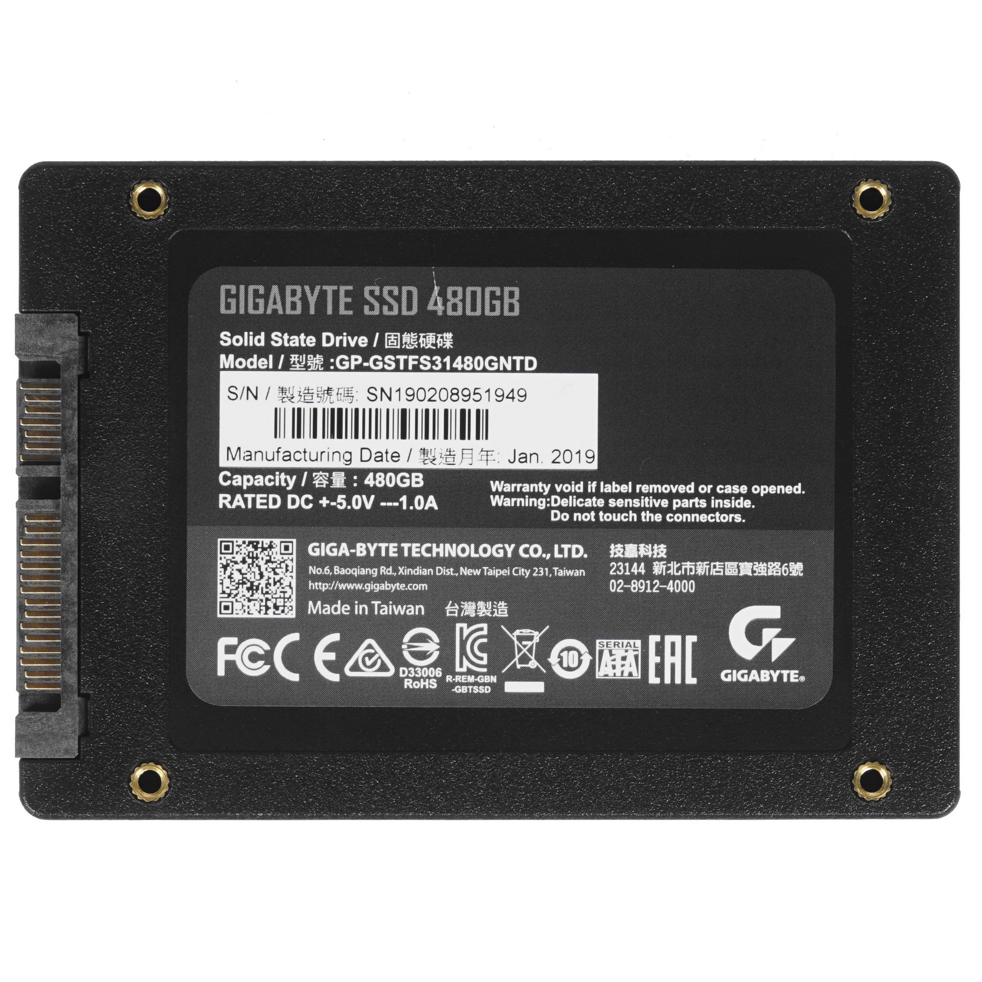 Накопитель SSD Gigabyte 480GB GP-GSTFS31480GNTD SATA2.5"