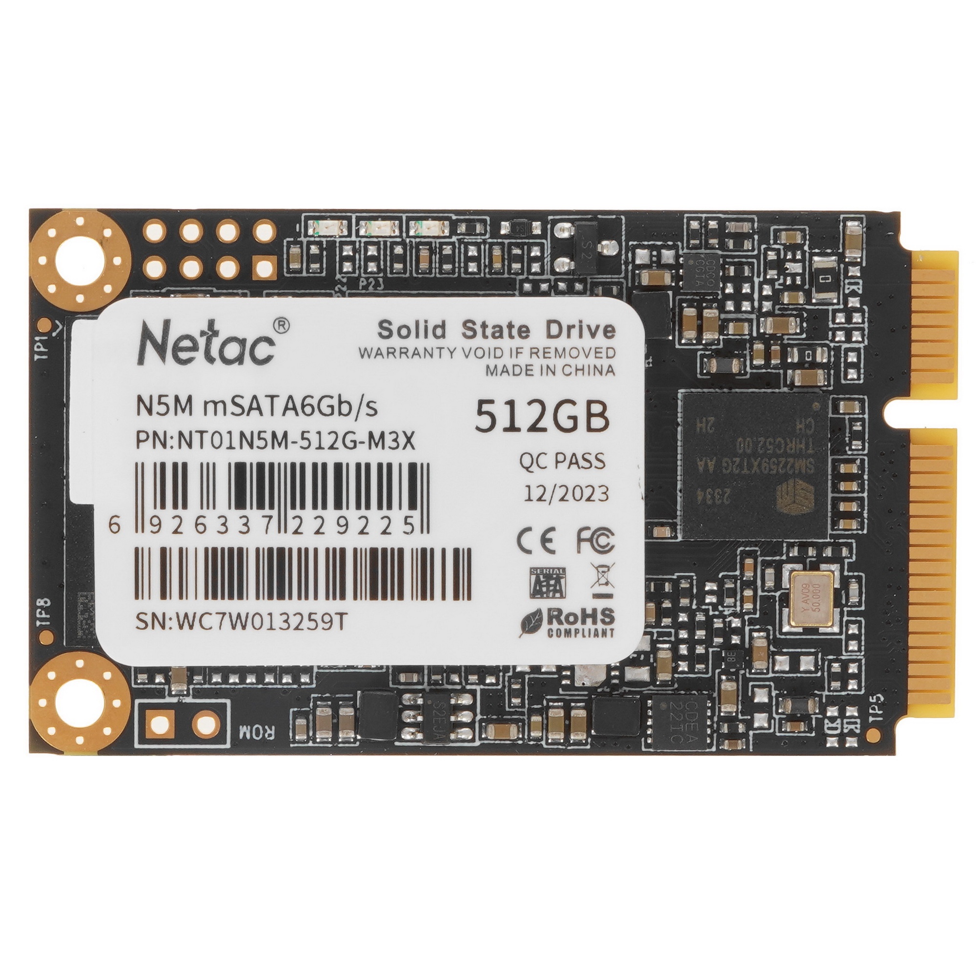Накопитель SSD Netac N5M, 512GB, mSATA, R/W 540/490
