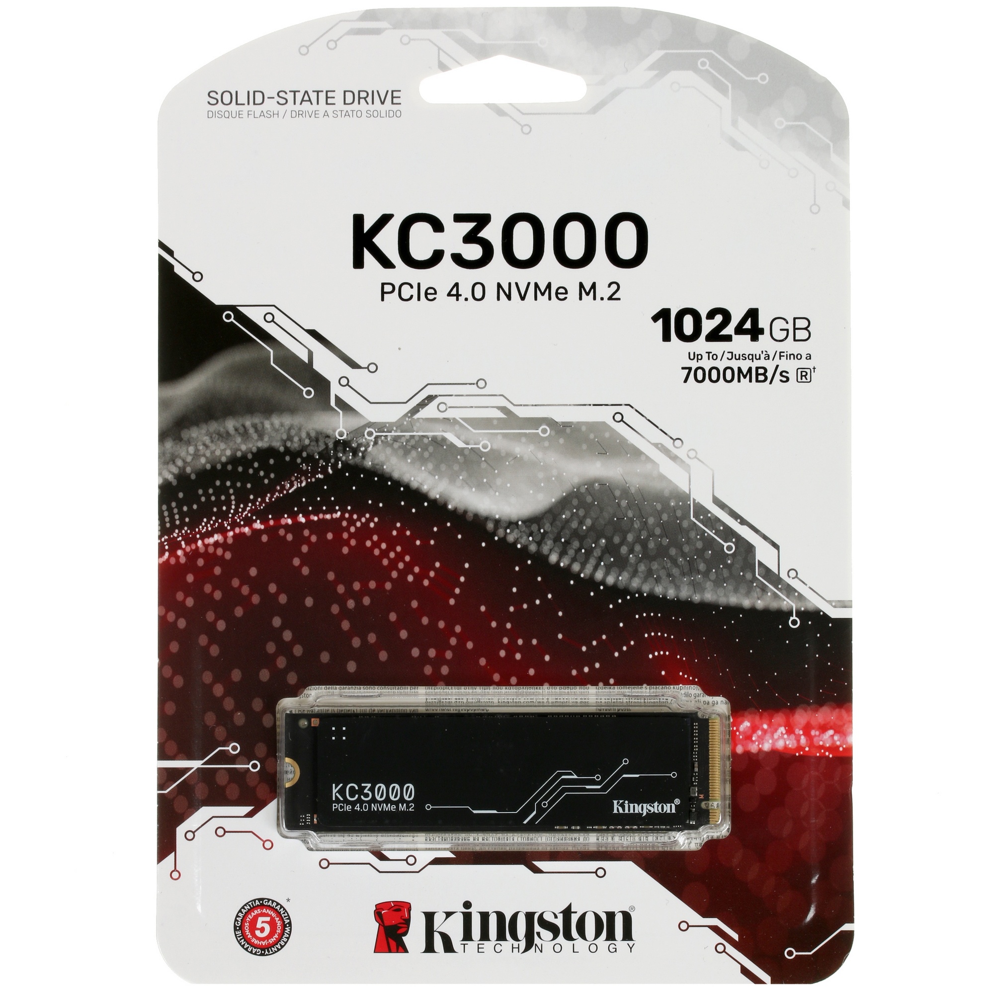 Накопитель SSD Kingston KC3000, 1TB, M.2 2280, PCIe 4.0 x4, R/W 7000/6000, с радиатором.