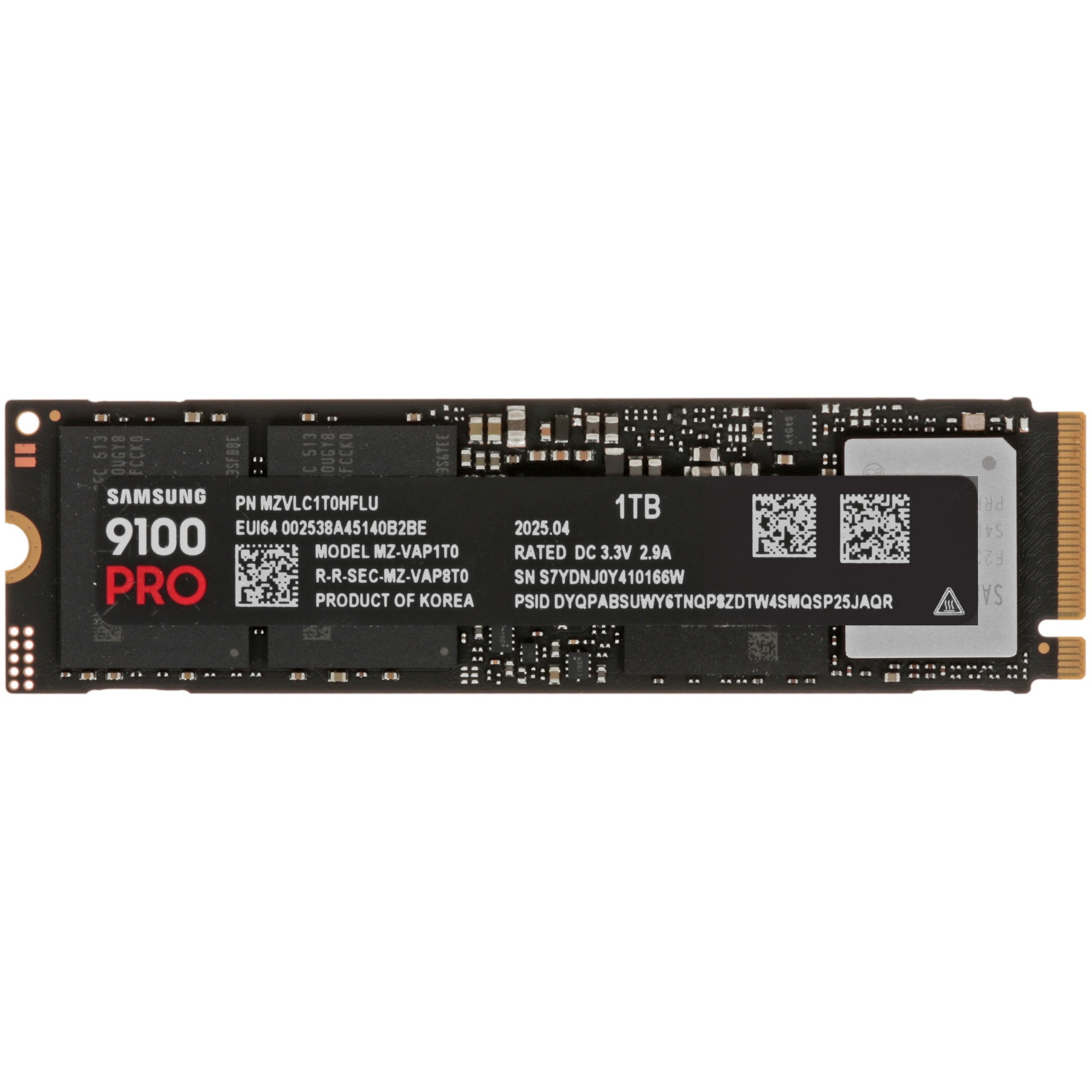 Твердотельный диск 1TB Samsung 9100 PRO, M.2, PCI-E 5.0 x4, TLC 3D NAND [R/W - 14800/13400 MB/s]