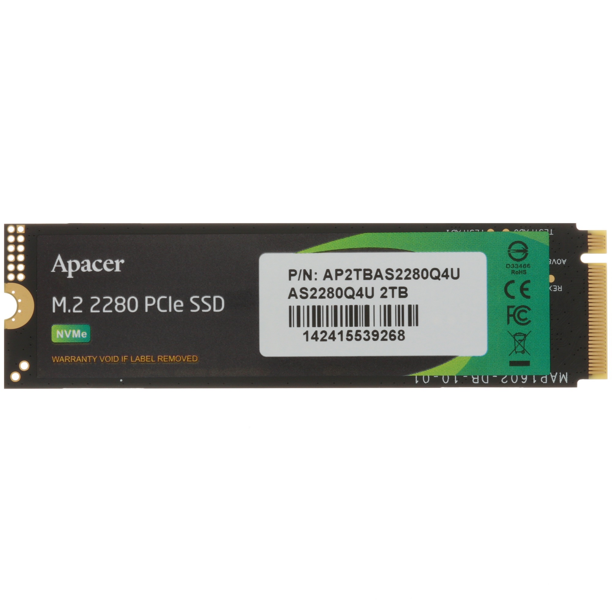 Накопитель SSD Apacer 2TB, PCIe 4.0 x4, M.2 2280, NVMe 1.4, R/W 7400/7000, с радиатором