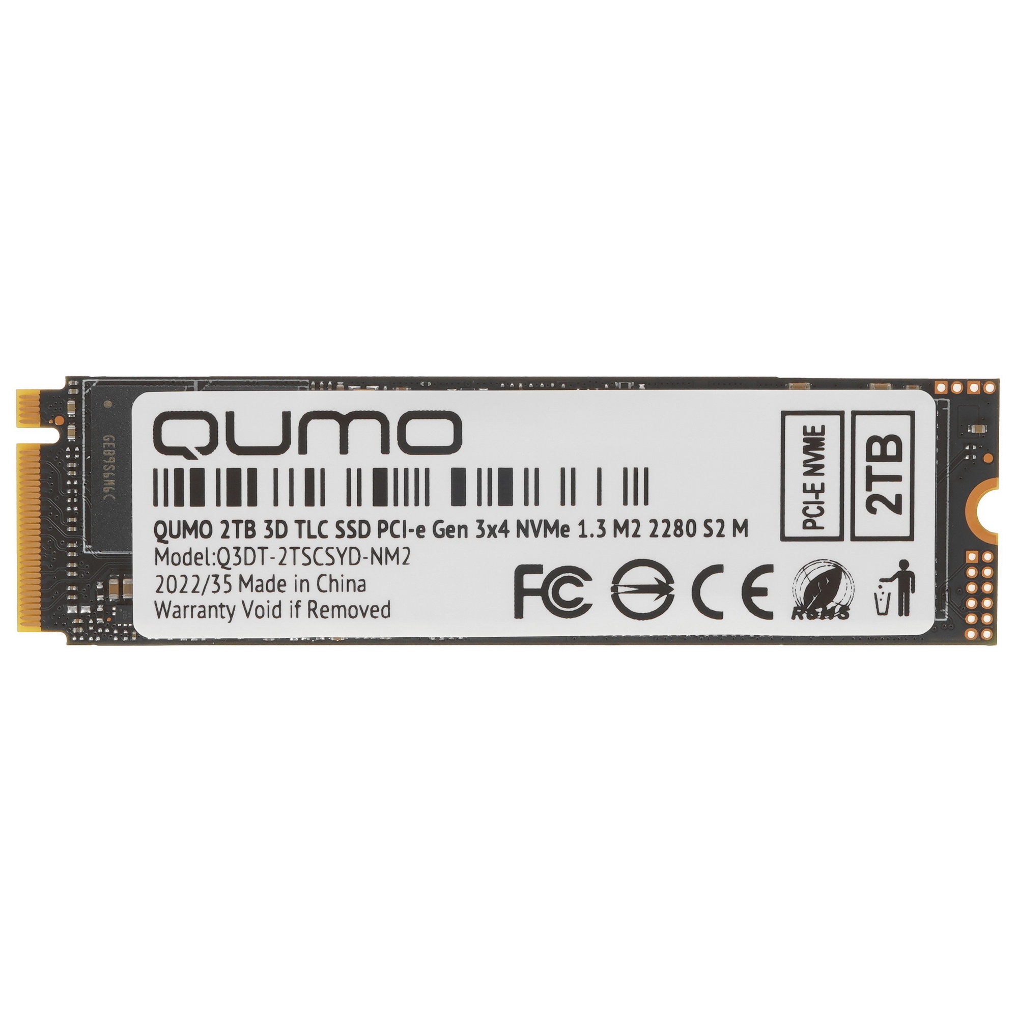 Накопитель SSD 2TB PCIe Gen3x4 NVMe 1.3 M2 2280 QUMO Novation TLC 3D (SM2262 AB) CDM r/w 3333/2743 M