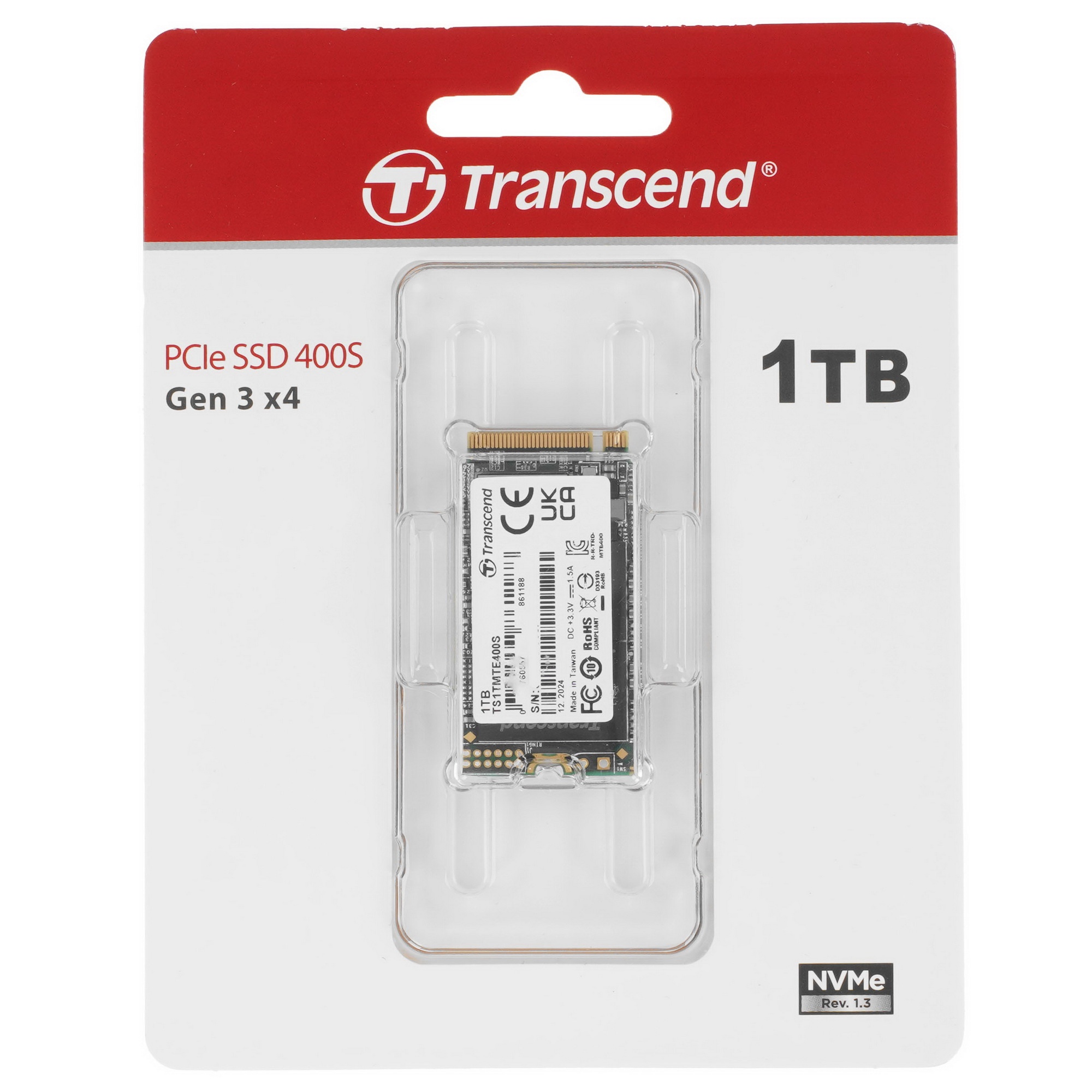 Твердотельный диск 1TB Transcend MTE400S, 3D TLC NAND, M.2 2242 ,PCI-E 4x [ R/W - 2000/1700 MB/s]