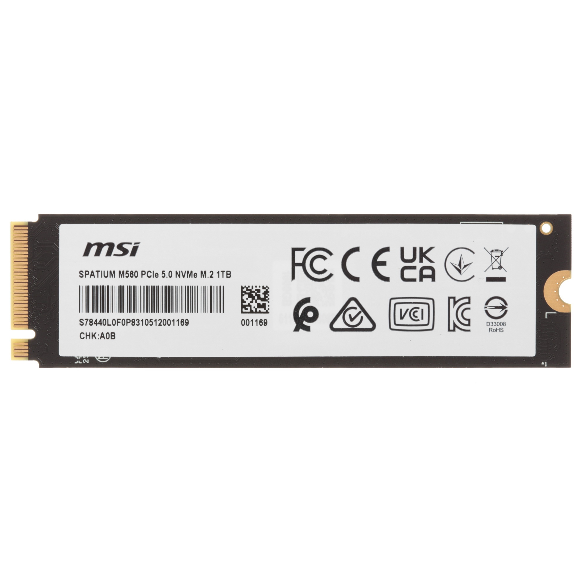 SSD жесткий диск PCIE 5.0 NVME M.2 1TB SPATIUM M560 1TB MSI