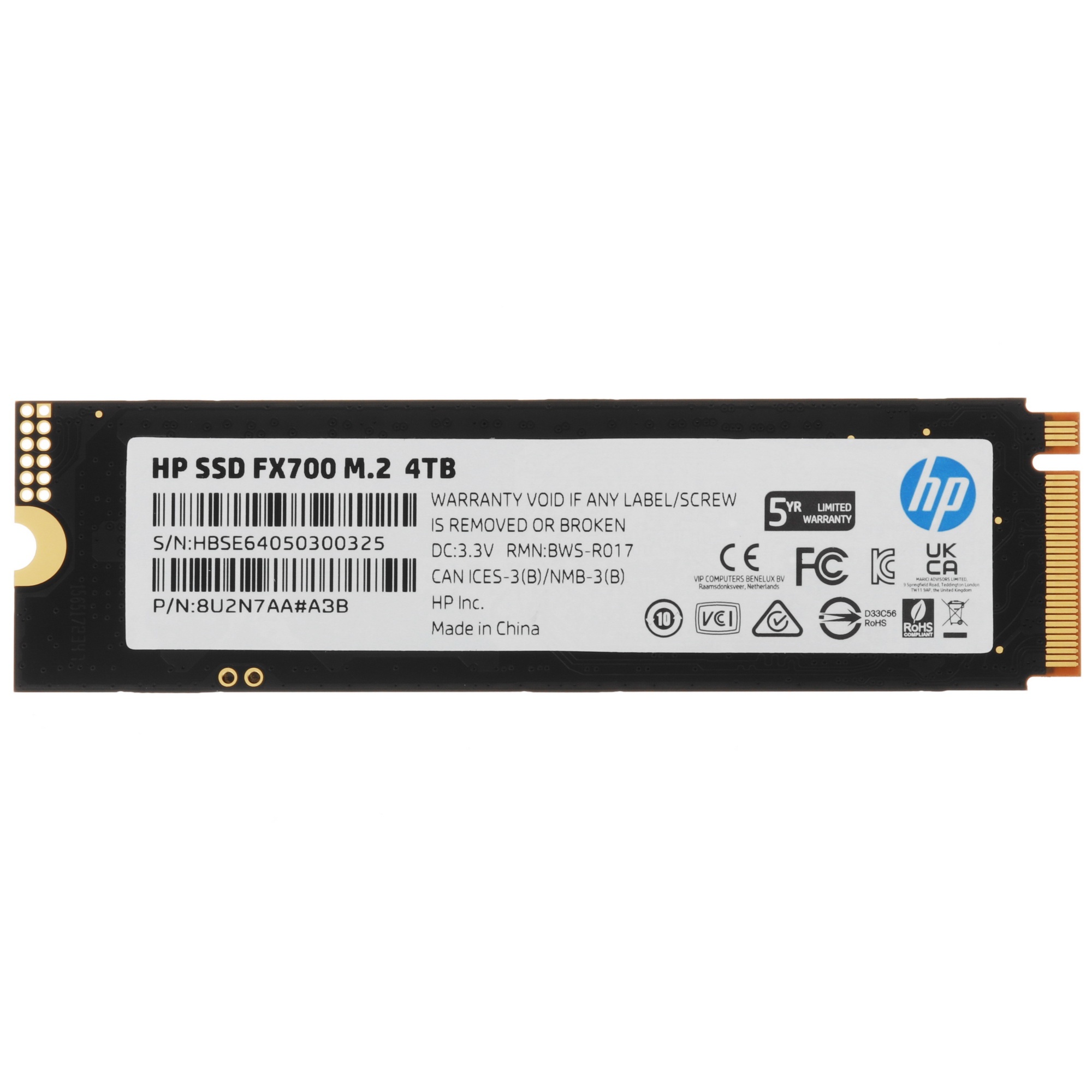 Накопитель SSD HP FX700, 4000Gb, M.2 2280, PCIe 4.0 x4, NVMe, R/W 7200/6200