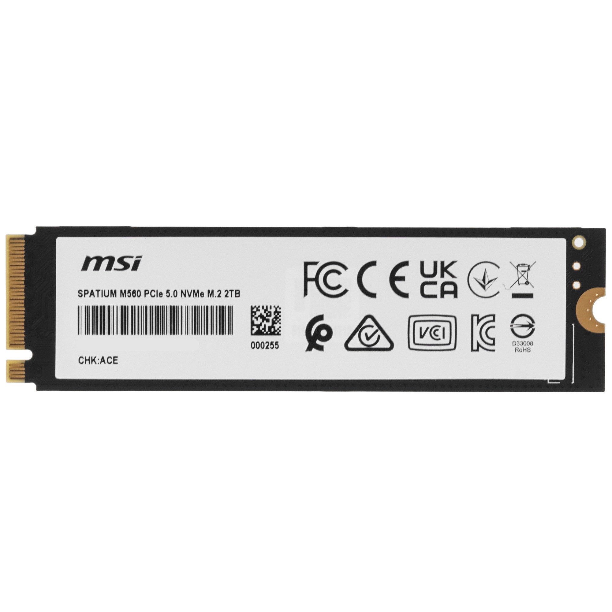 Твердотельный накопитель SSD MSI M.2 2280 2TB SPATIUM M560 Client SSD S78-440Q940-P83, PCIe Gen4x4 w