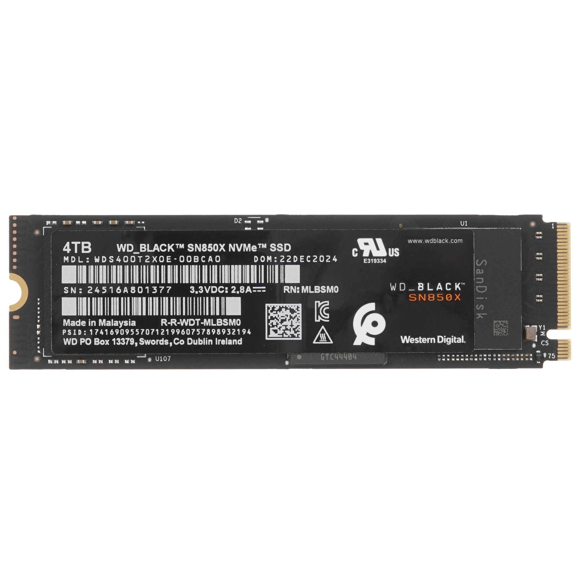 Накопитель SSD WD 4Tb Black SN850X M.2 2280, NVMe, PCIe 4.0x4