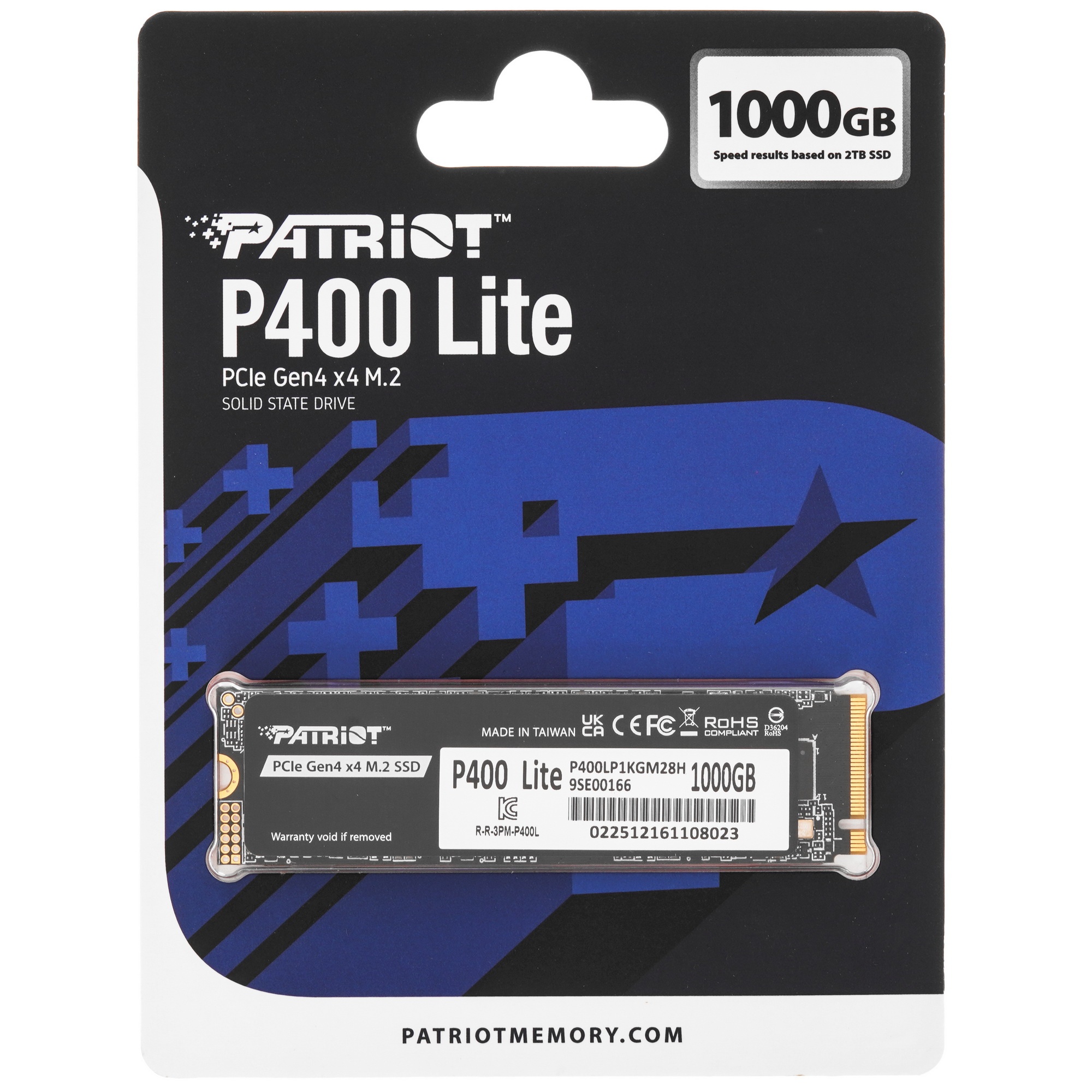 Твердотелльный накопитель Patriot SSD P400 Lite 1TB M.2 2280 NVMe PCle 4.0 x4 R3500/W2700 TBW 560TB