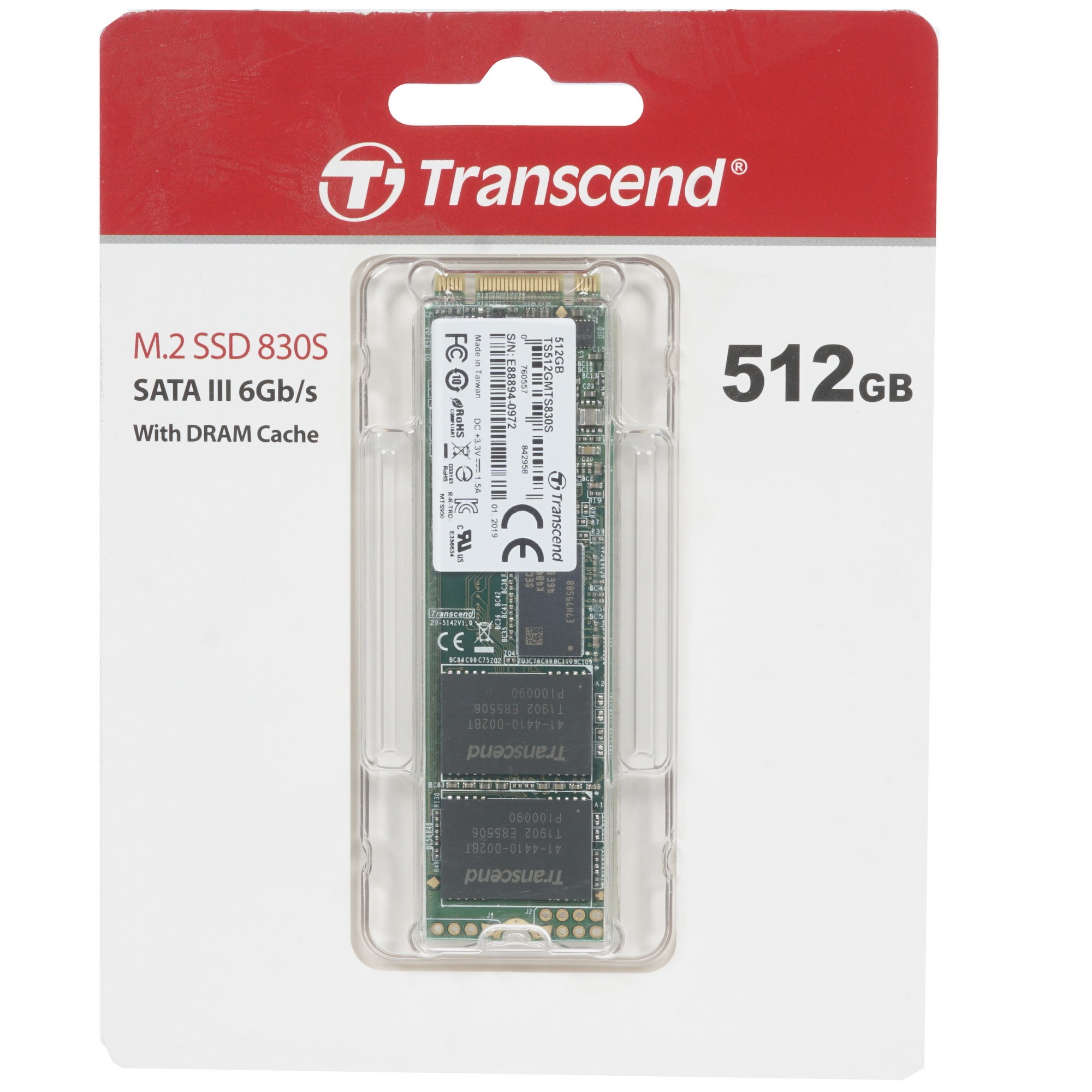 Накопитель SSD Transcend 512GB M.2 SSD MTS 830 series (22x80мм) R/W: 560/520