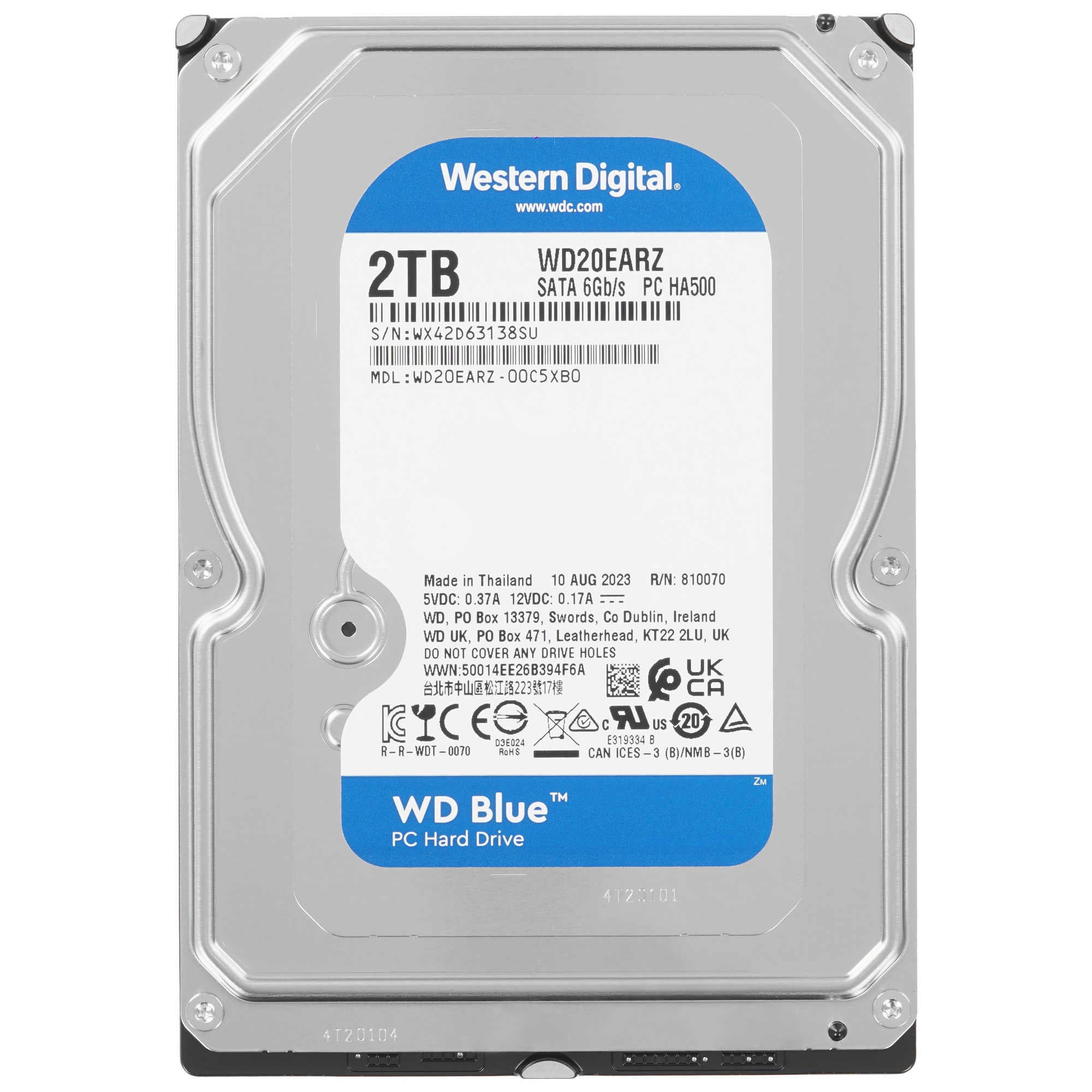 Жесткий диск WD SATA-III 2TB WD20EARZ Desktop Blue (5400rpm) 64Mb 3.5"