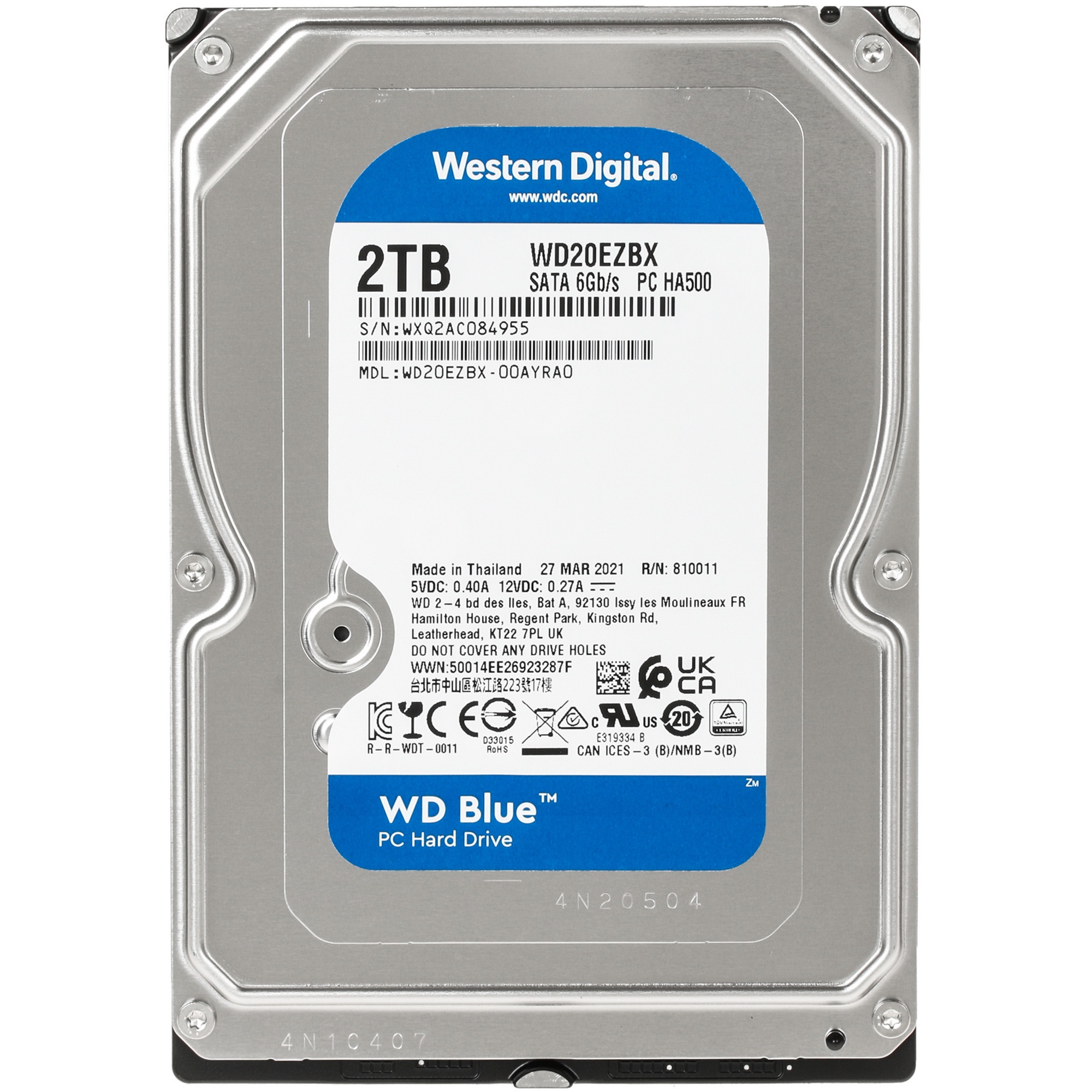 Жесткий диск Western Digital 2Tb 7200rpm WD20EZBX SATA-III  Blue 256Mb 3.5"