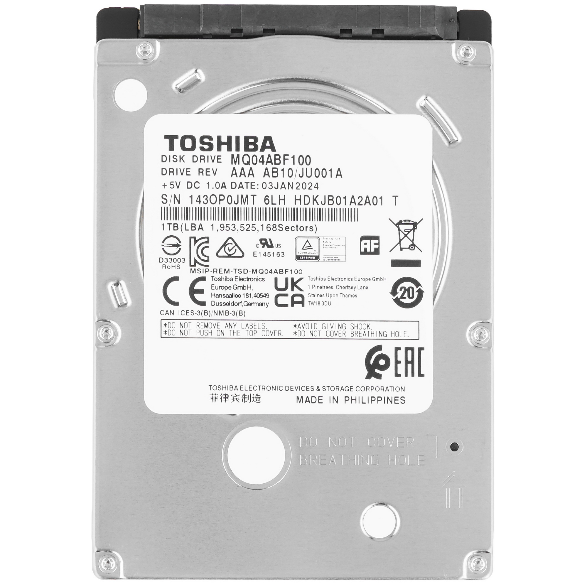 Жесткий диск Toshiba 1Tb 5400rpm MQ04ABF100 128Mb 2.5"  SATA-III