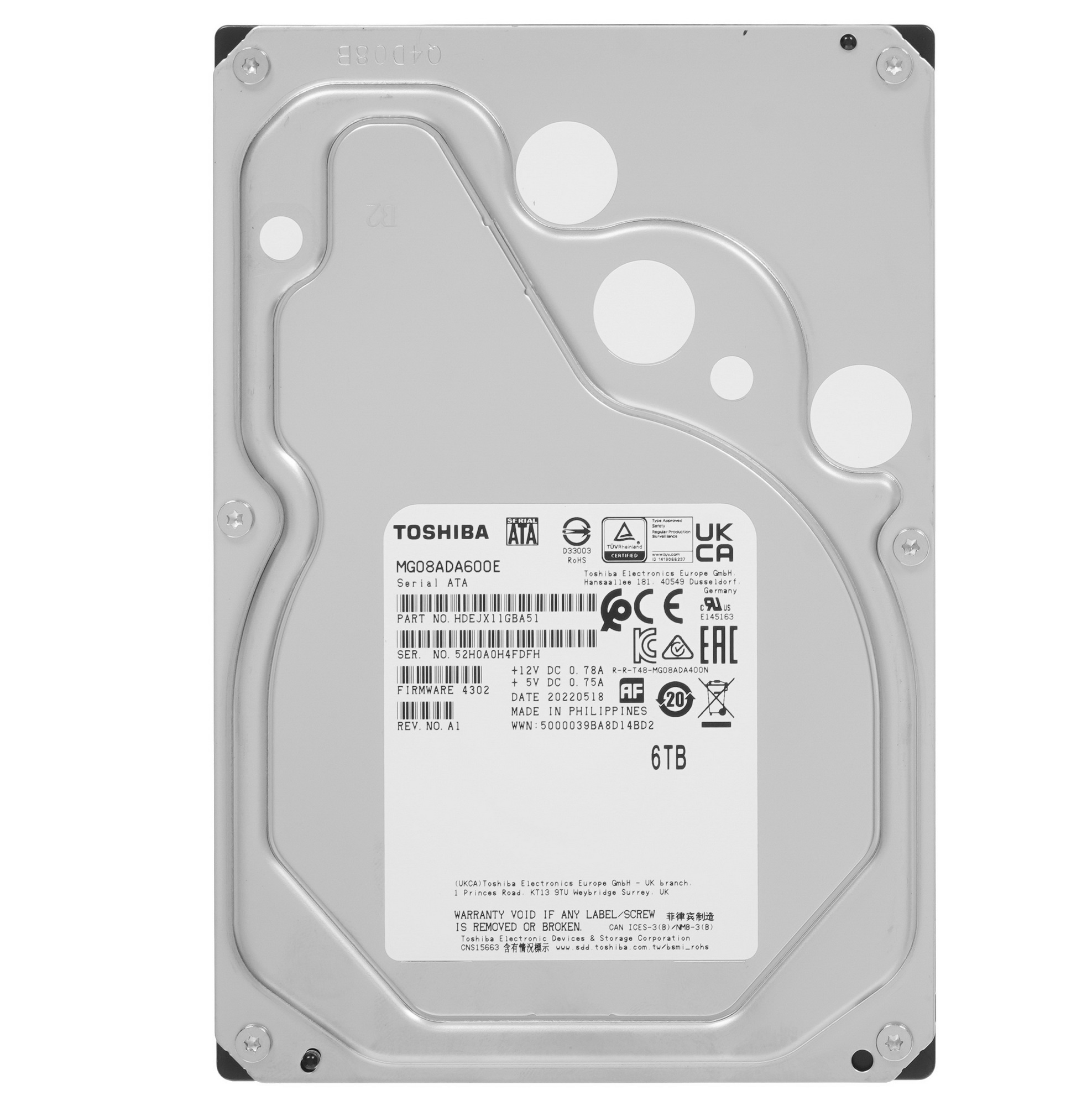 Жесткий диск Toshiba HDD  SATA3 6Tb 3.5" Server 7200 256Mb (analog MG06ACA600E)