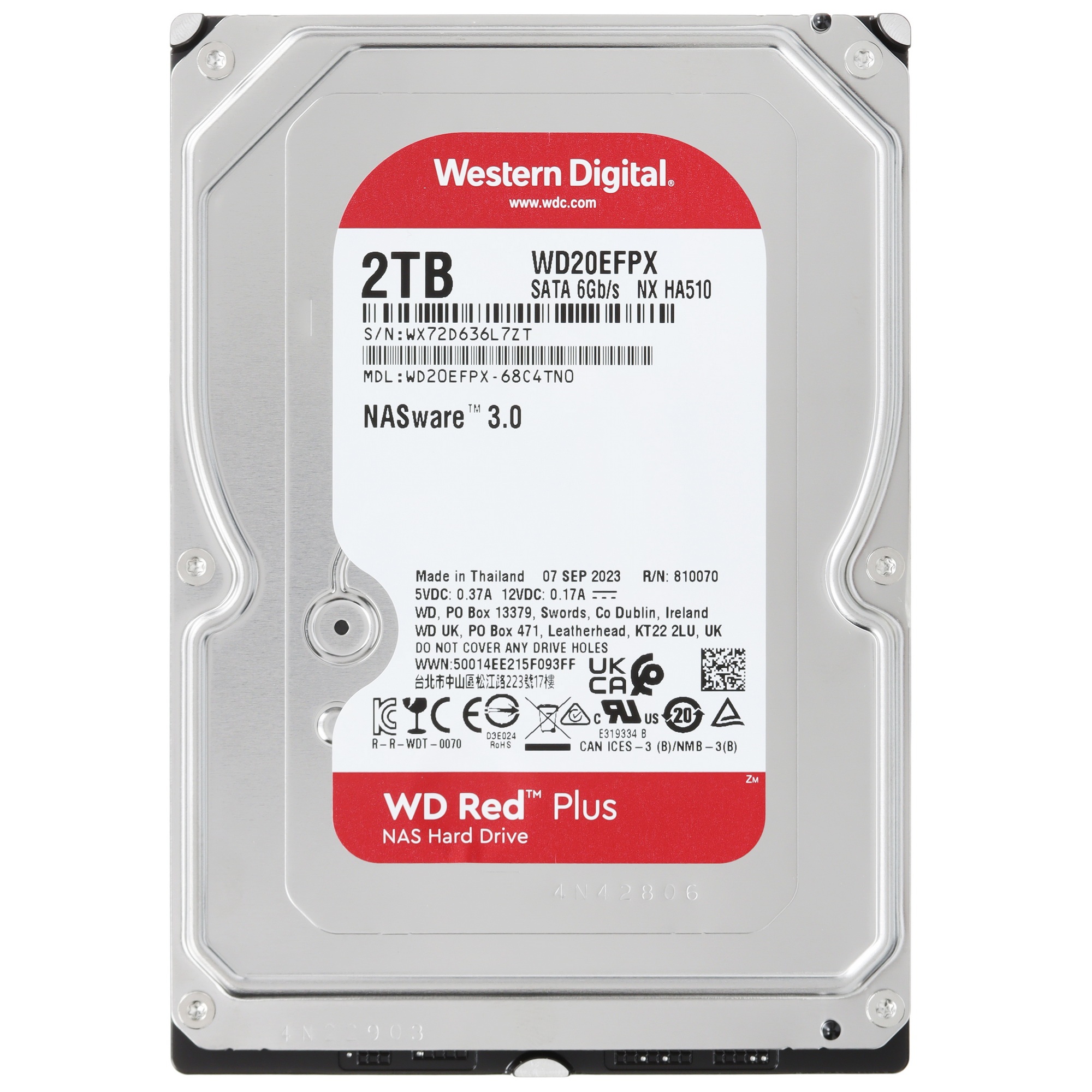 Жесткий диск Western Digital  2TB SATA-III NAS Red Plus (5400rpm) 64Mb 3.5"