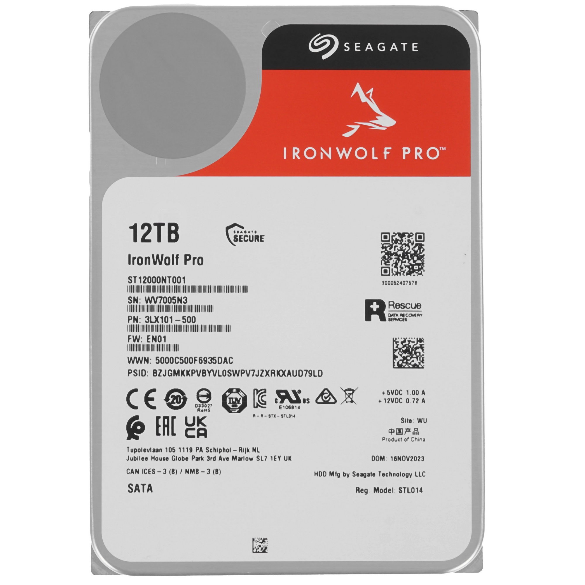 Жесткий диск Seagate SATA-III 12Tb ST12000NT001 NAS Ironwolf Pro 512E (7200rpm) 256Mb 3.5"