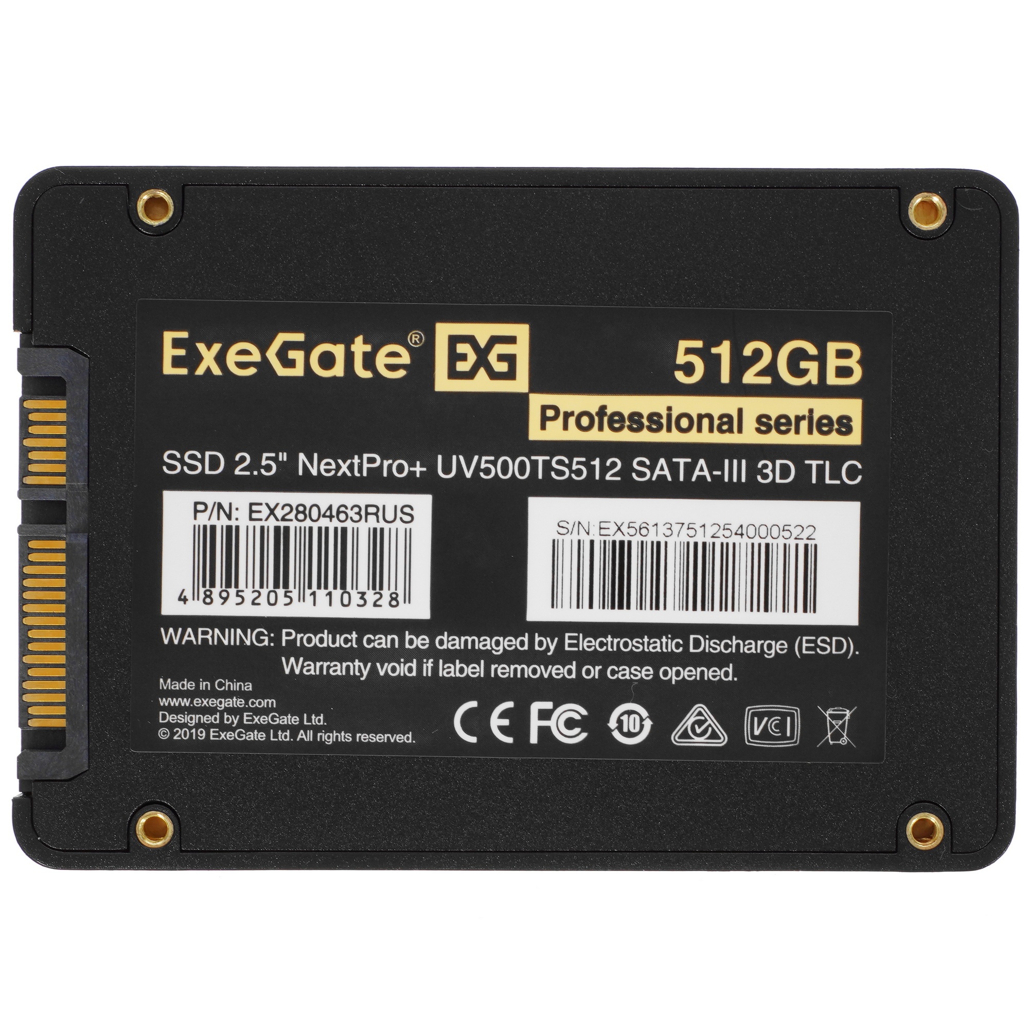Накопитель SSD ExeGate NextPro+ UV500TS512, 512Gb, 2.5", SATA III, R/W 567/498