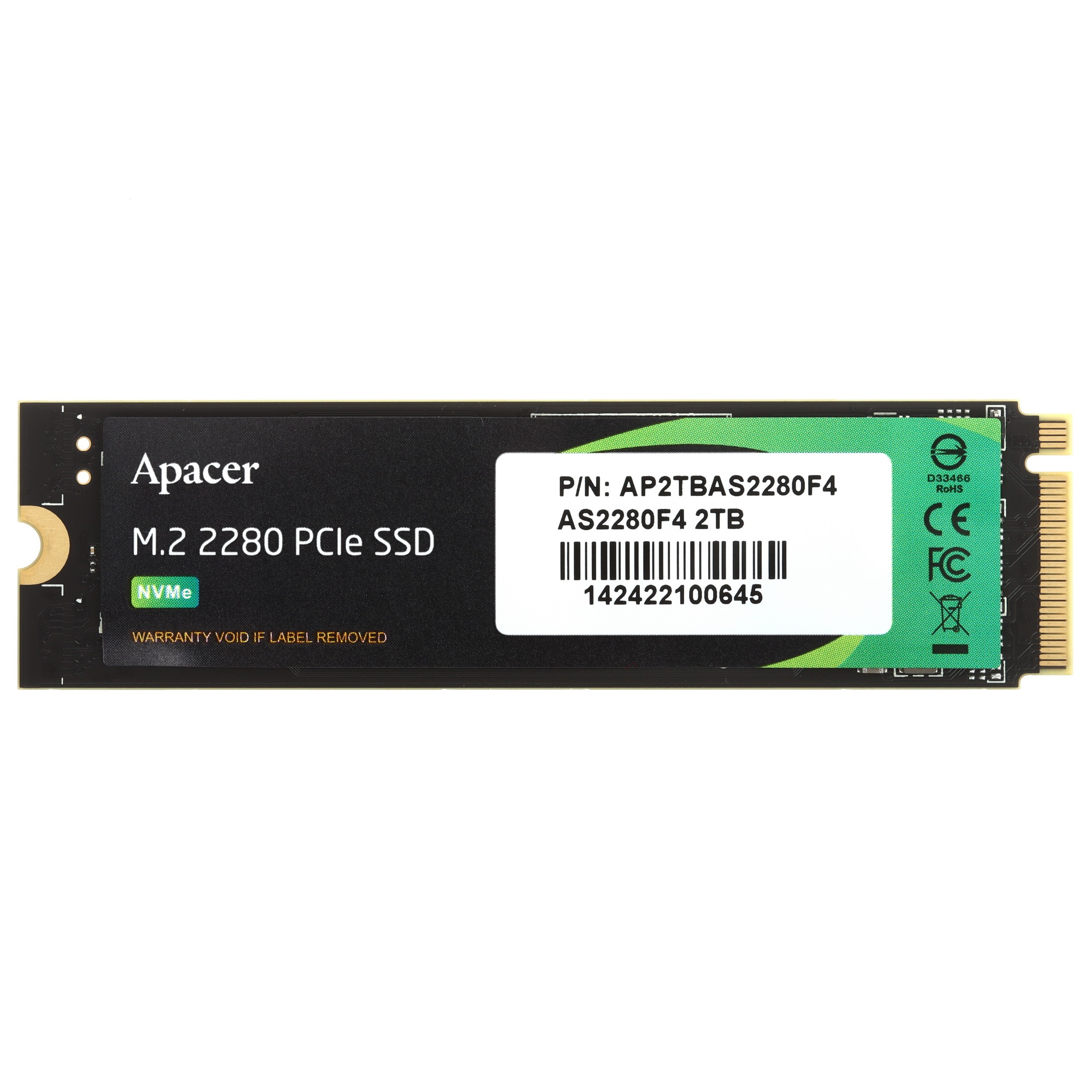 Накопитель SSD Apacer AS2280F4 2TB M.2 2280 PCIe Gen5x4, R12000/W11800 Mb/s, 3D NAND, MTBF 1.6M, NVM