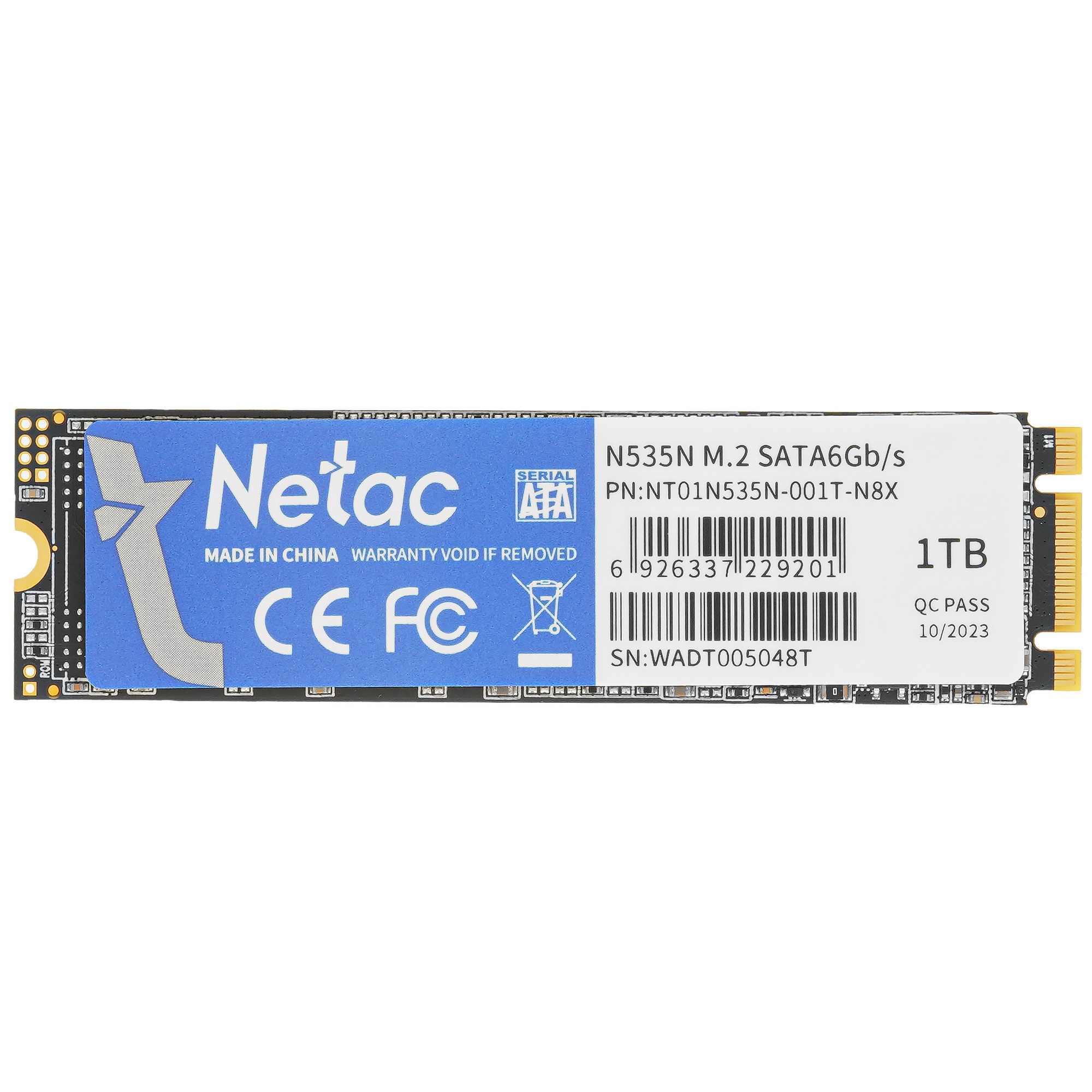 Накопитель SSD Netac N535N Series, 1TB, M.2 2280, SATA III, R/W 560/520
