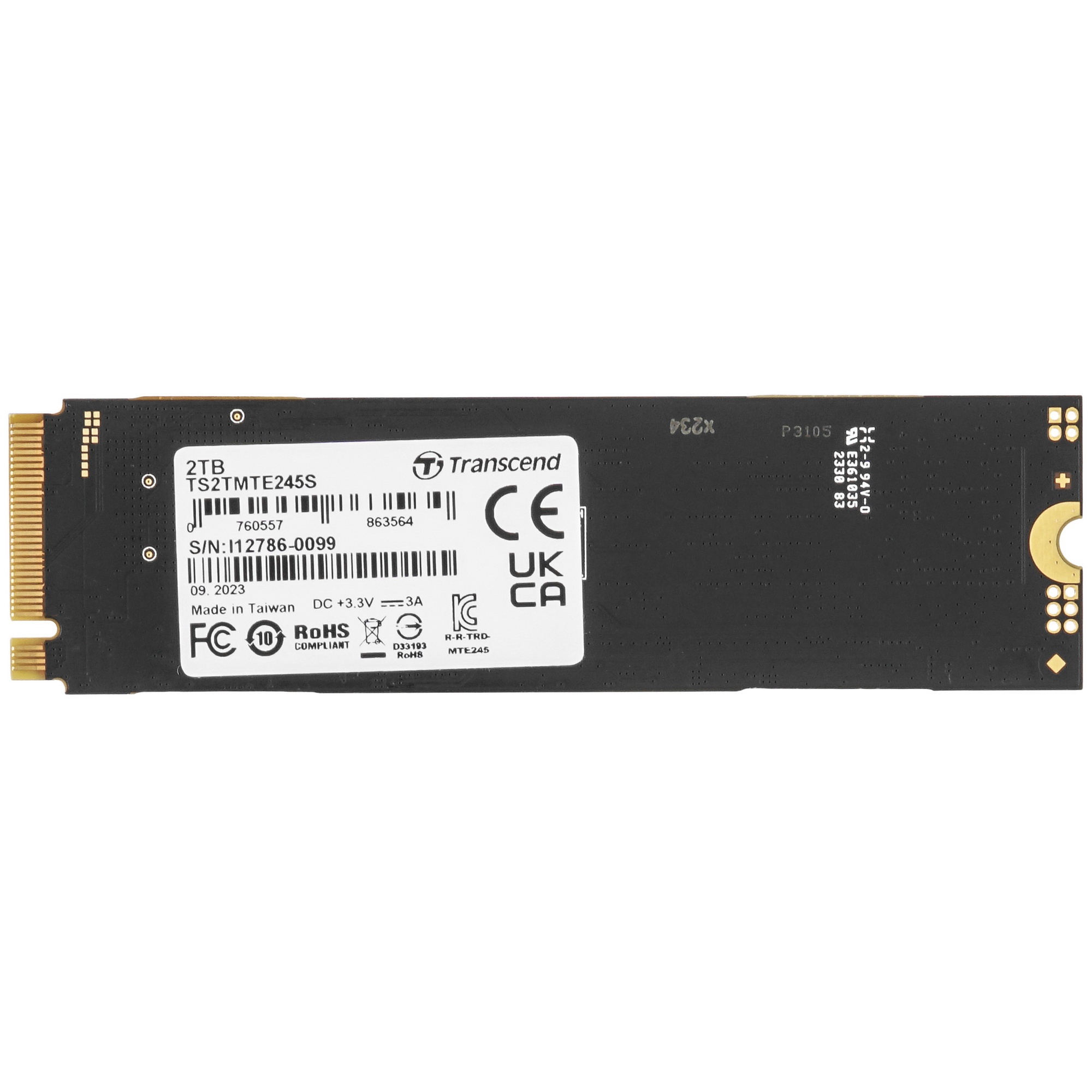 Накопитель SSD Transcend MTE245S, 2TB, M.2 2280, PCIe 4.0 x4, NVMe, R/W 5300/4600