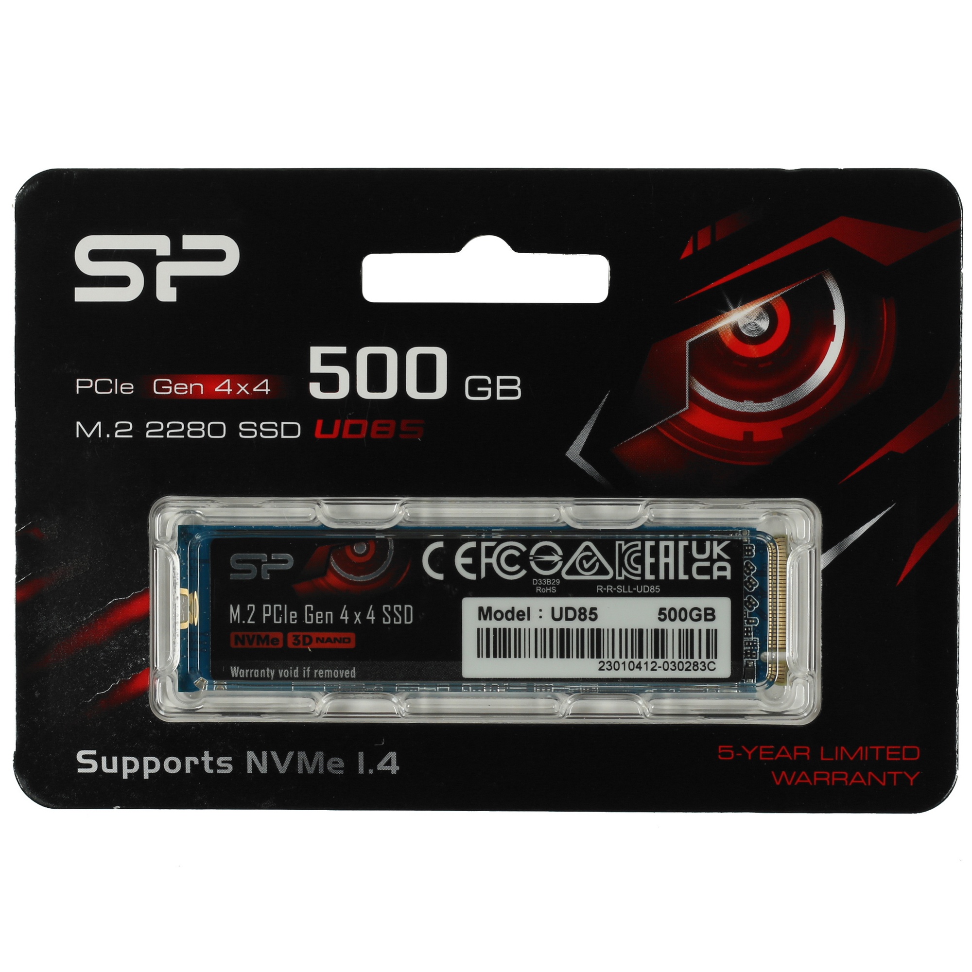 Накопитель SSD Silicon Power UD85, 500GB, PCIe 4.0 x4, M.2 2280, NVMe, R/W 3600/2400