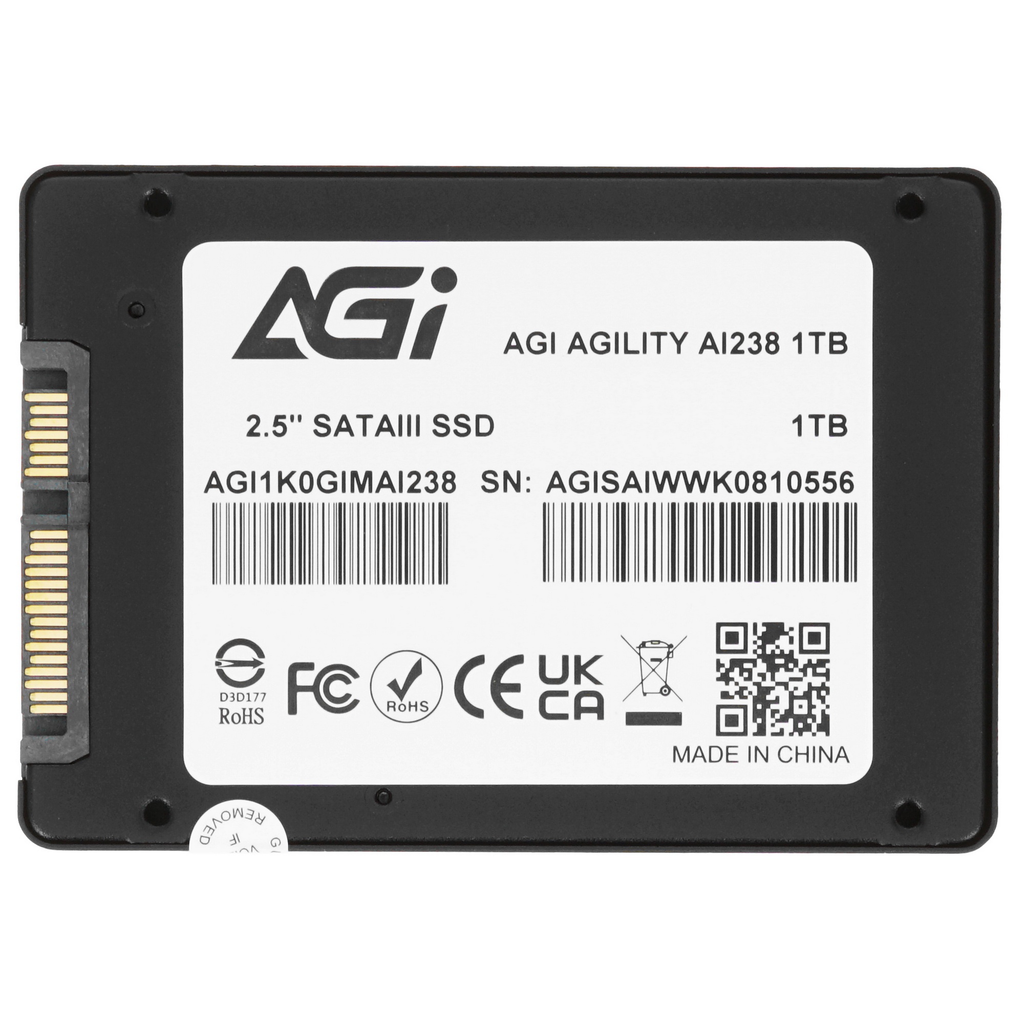 Накопитель SSD AGI AI238, 1Tb, SATA III, 2.5", R/W 558/504