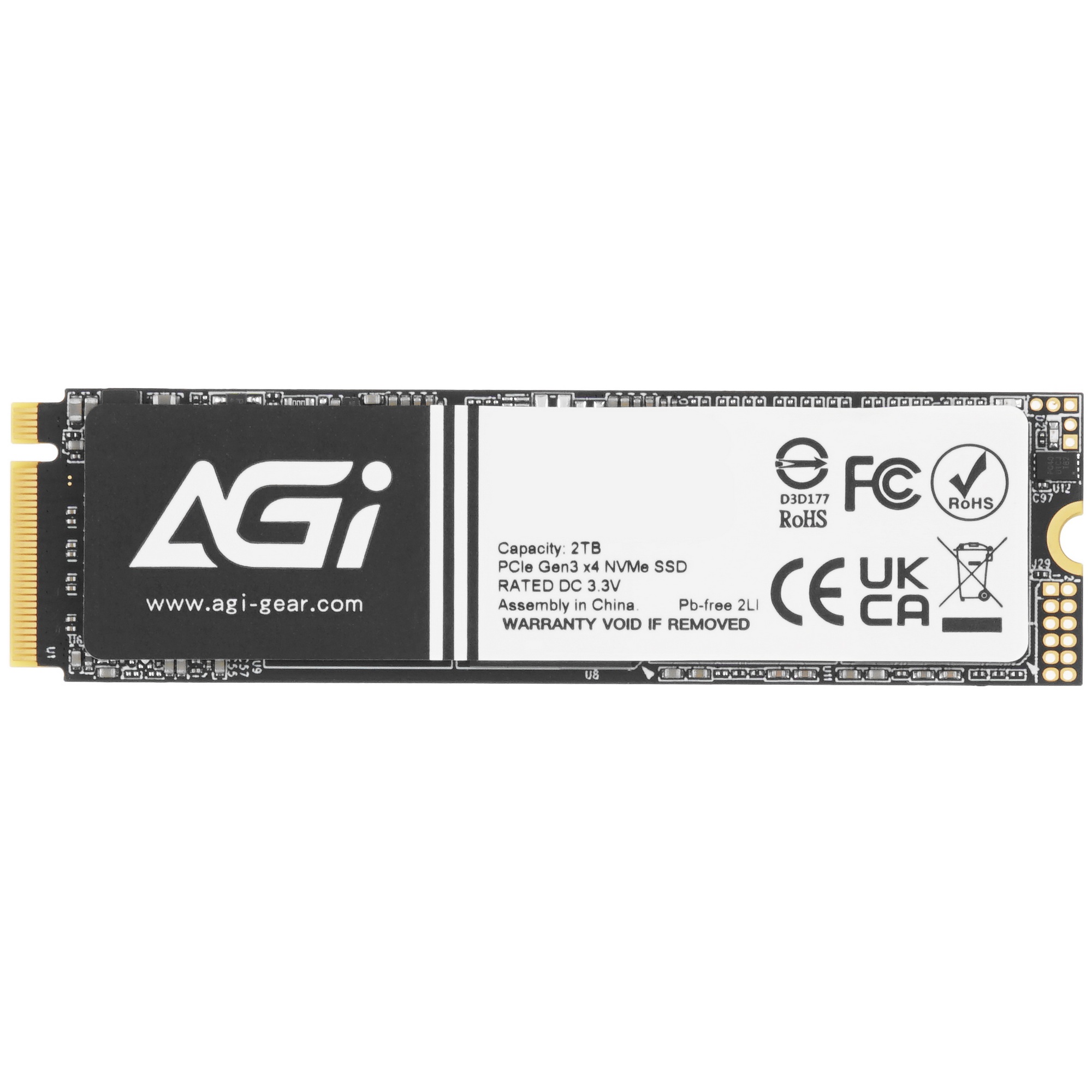 Накопитель SSD AGI AI298, 2Tb, M.2 2280, PCIe 3.0 x4, NVMe, R/W 2400/1800