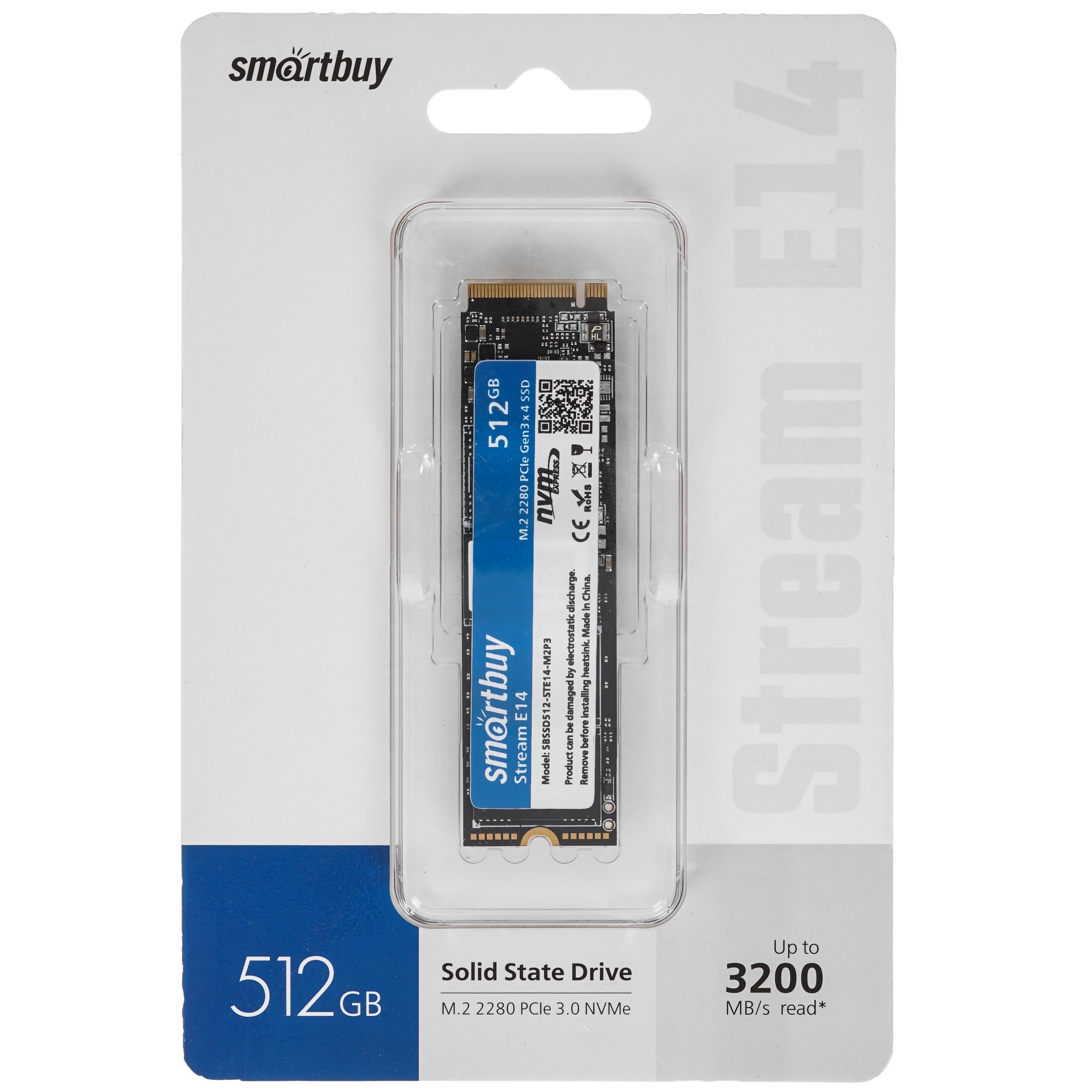 Накопитель SSD Smartbuy M.2 SSD 512Gb Stream E14 SBSSD512-STE14-M2P3 NVMe PCIe3
