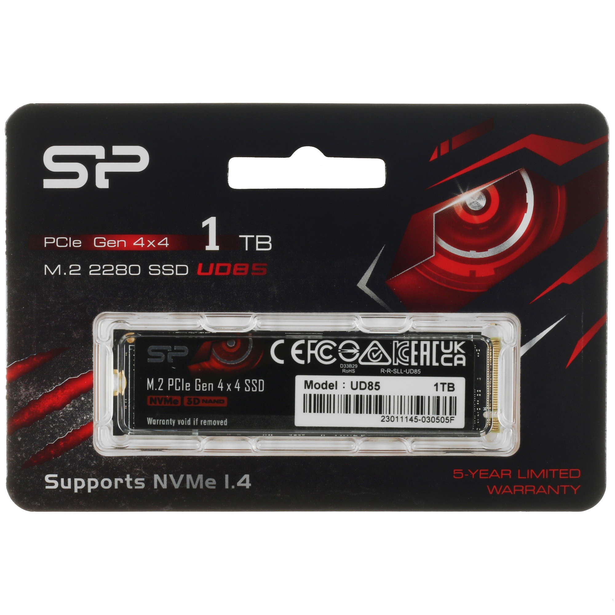 Накопитель SSD Silicon Power M-Series UD85, 1Tb, PCIe 4.0 x4, M.2 2280, NVMe, R/W 3600/2800