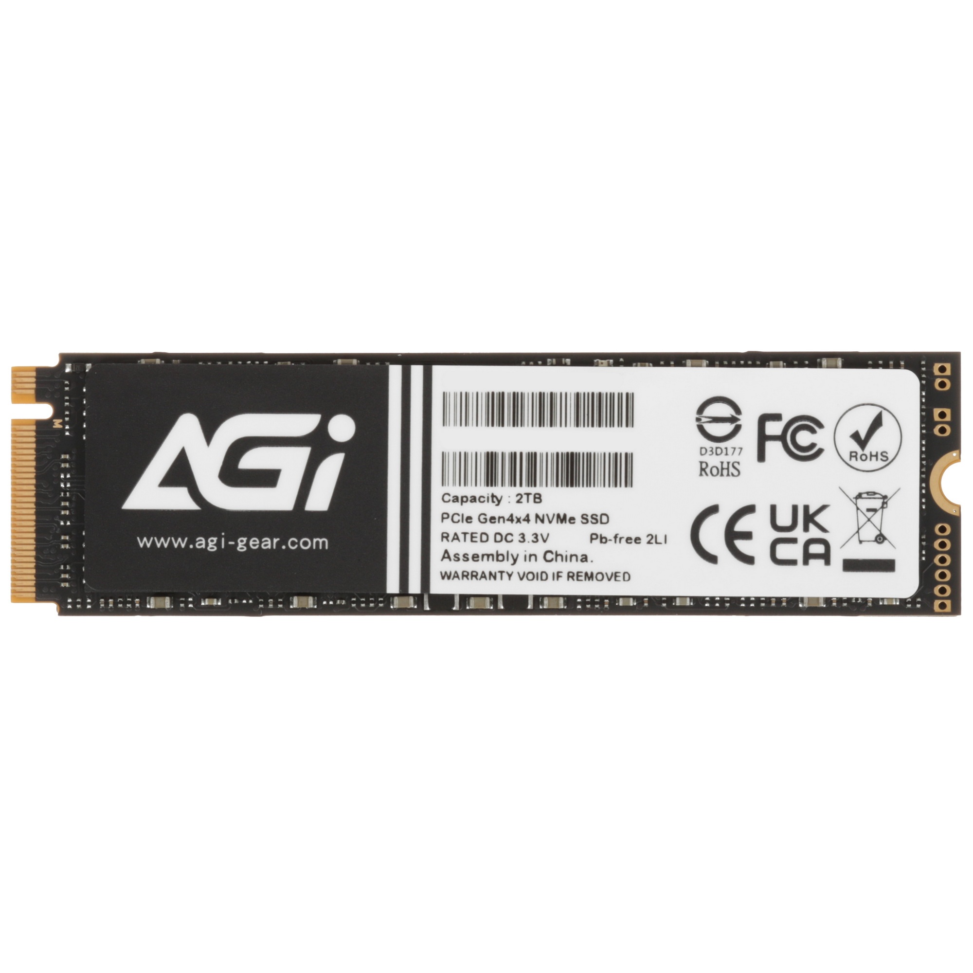 Накопитель SSD AGI AI828, 2Tb, PCIe 4.0 x4, M.2 2280, NVMe, R/W 7400/6700