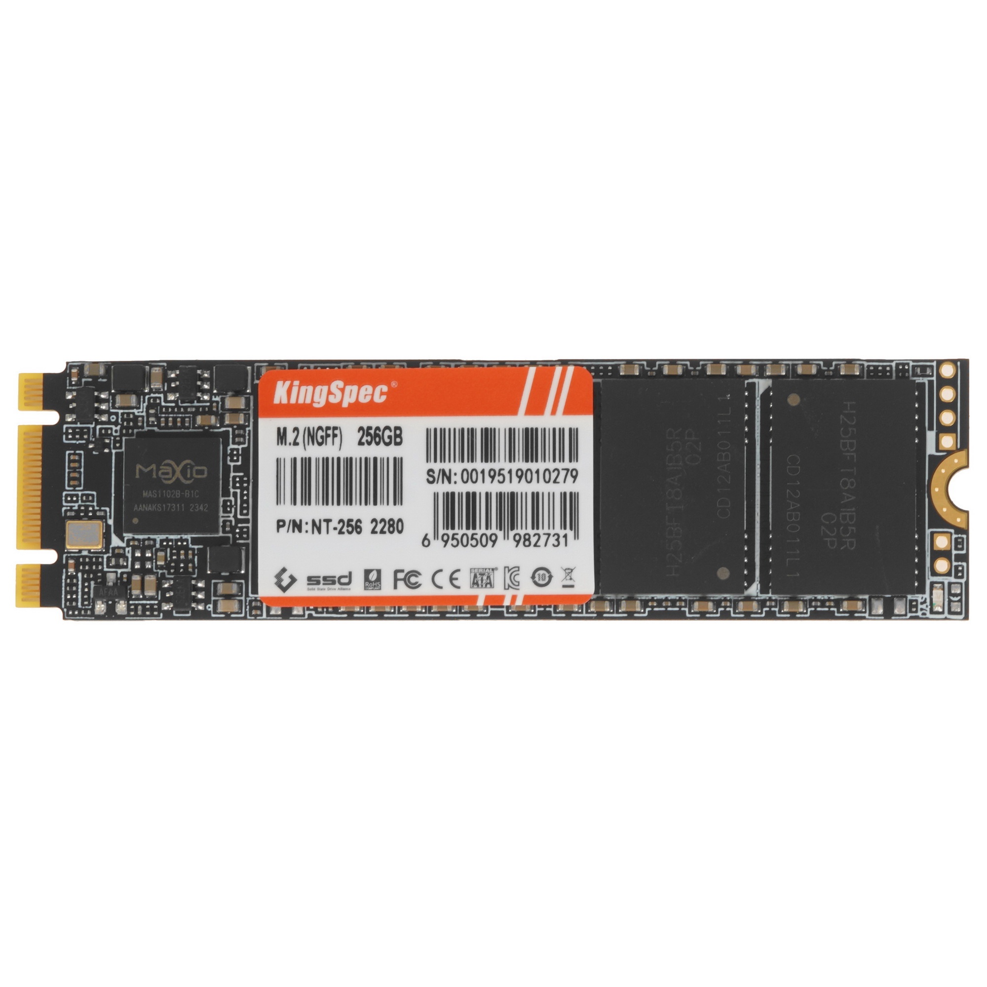 Накопитель SSD KingSpec NT-256, 256Gb, SATA, M.2 2280, R/W 550/450