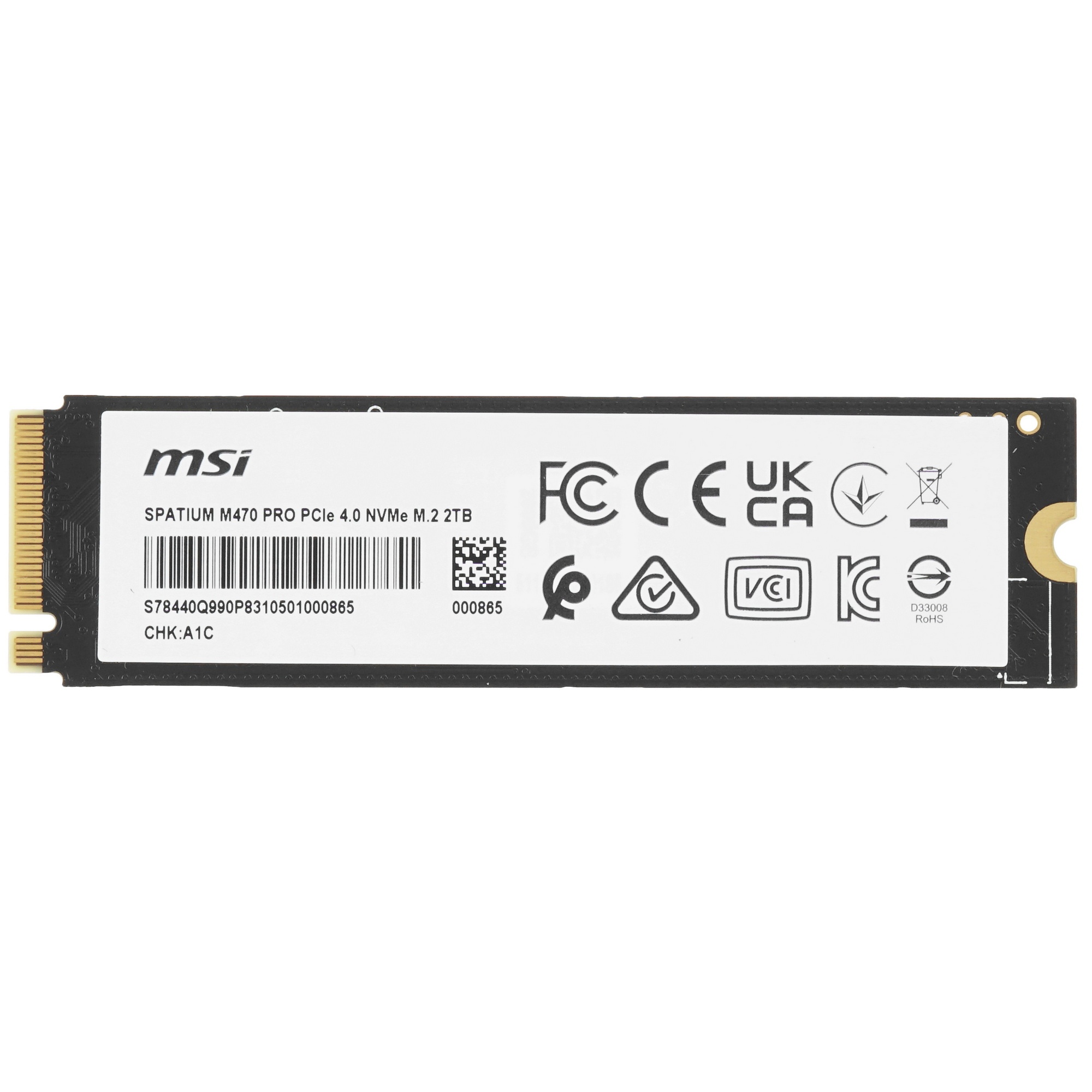 Твердотельный накопитель SSD MSI M.2 2280 2TB SPATIUM M470 PRO Client SSD S78-440Q990-P83, PCIe Gen4