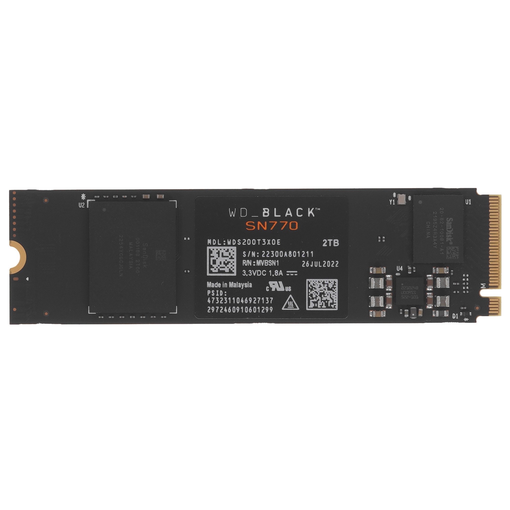 Накопитель SSD M.2 2280 2TB BLACK WDS200T3X0E WDC