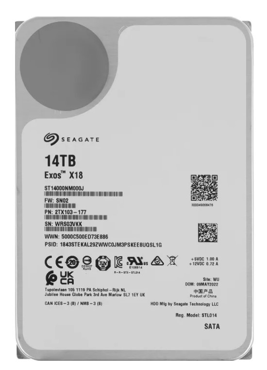 Жесткий диск SATA 14TB 7200RPM 6GB/S 256MB ST14000NM000J SEAGATE OFFICIAL FACTORY RECERTIFIED