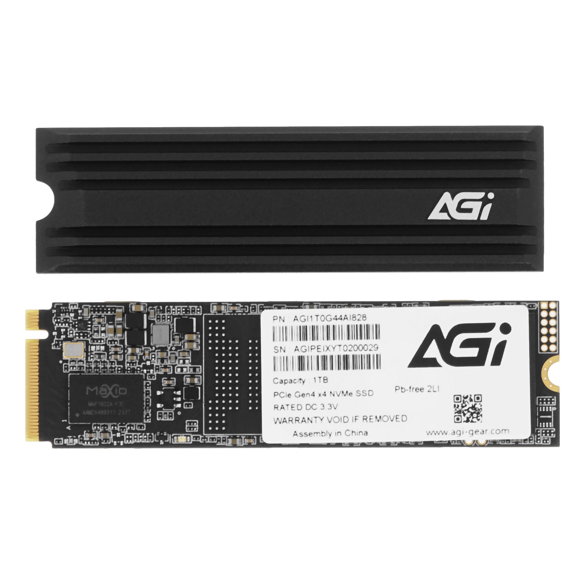 Накопитель SSD AGI AI828, 1Tb, PCIe 4.0 x4, M.2 2280, NVMe, R/W 7400/5200