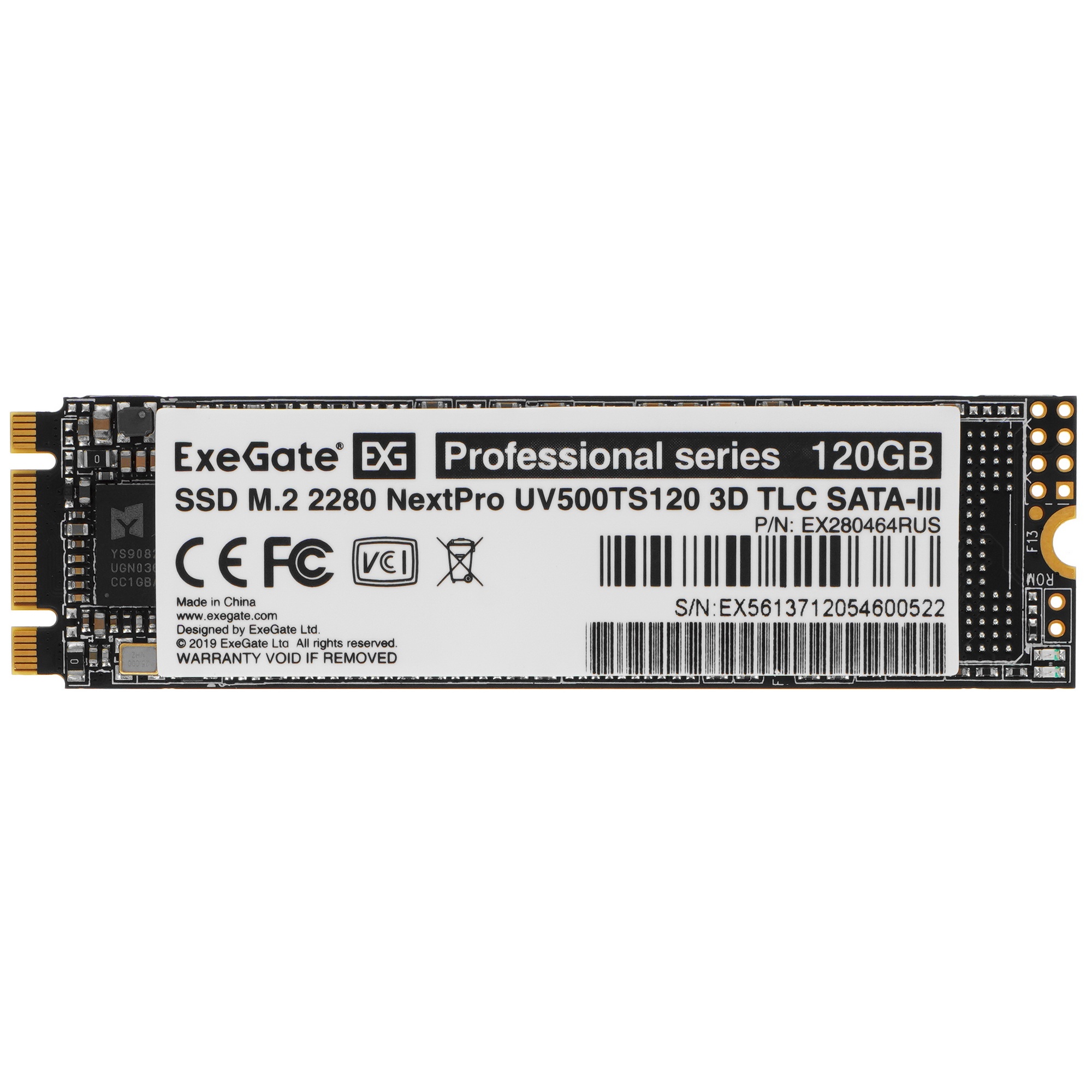 Накопитель SSD ExeGate NextPro UV500TS120, 120Gb, M.2, SATA 3, R/W 558/497
