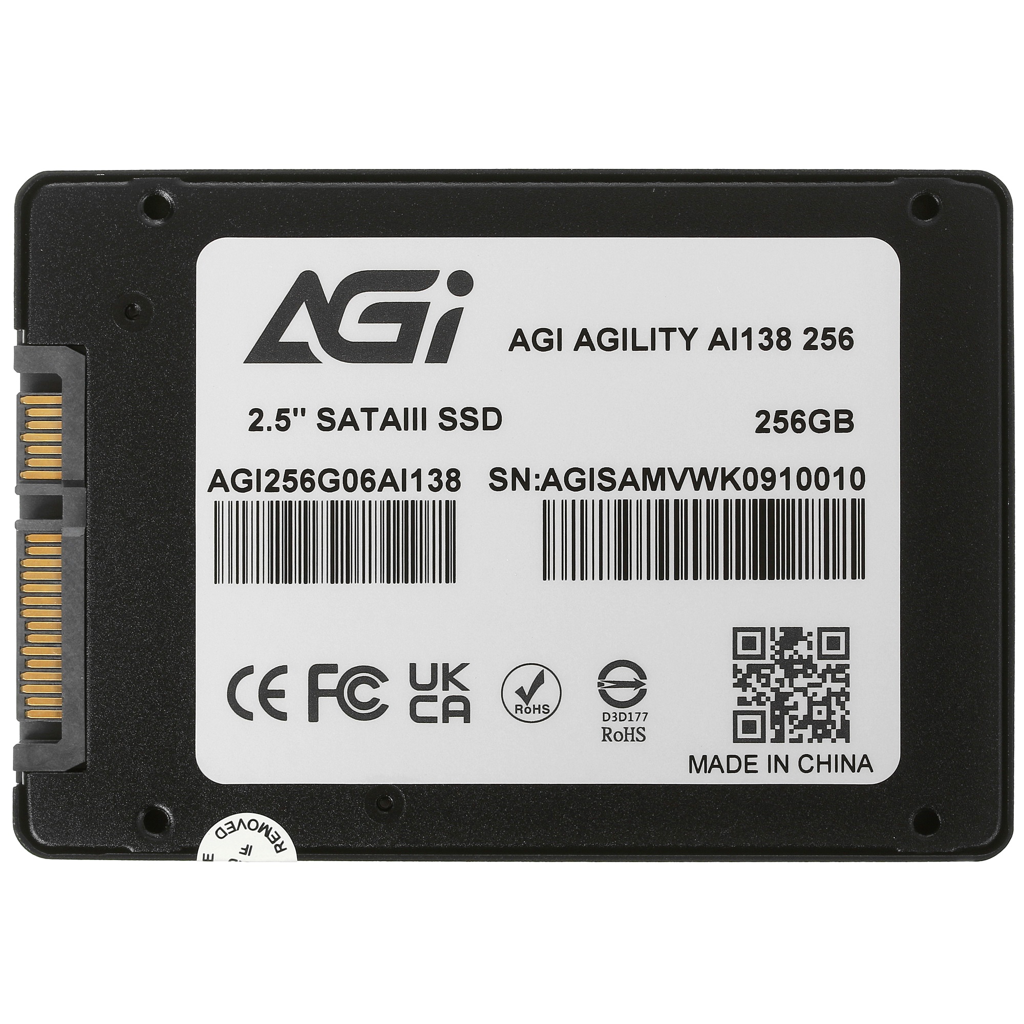 Накопитель SSD AGI AI138, 256Gb, SATA III, 2.5", R/W 557/512
