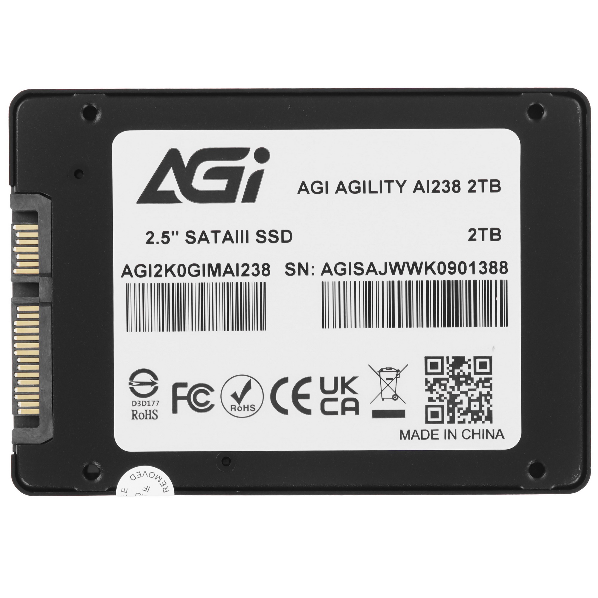 Накопитель SSD AGI AI238, 2Tb, SATA III, 2.5", R/W 558/502