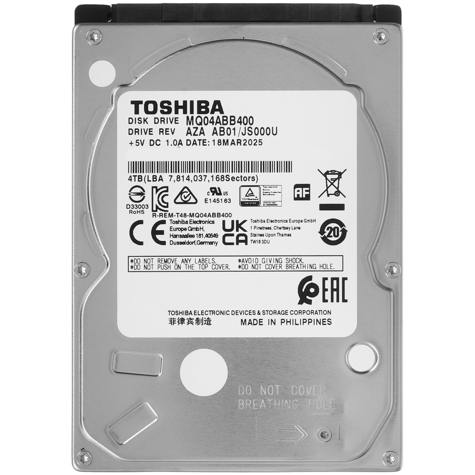Жесткий диск HDD Toshiba SATA 4TB 2.5" 6.0 Gbit/s 5400 rpm 128Mb 1 year warranty (replacement ST4000