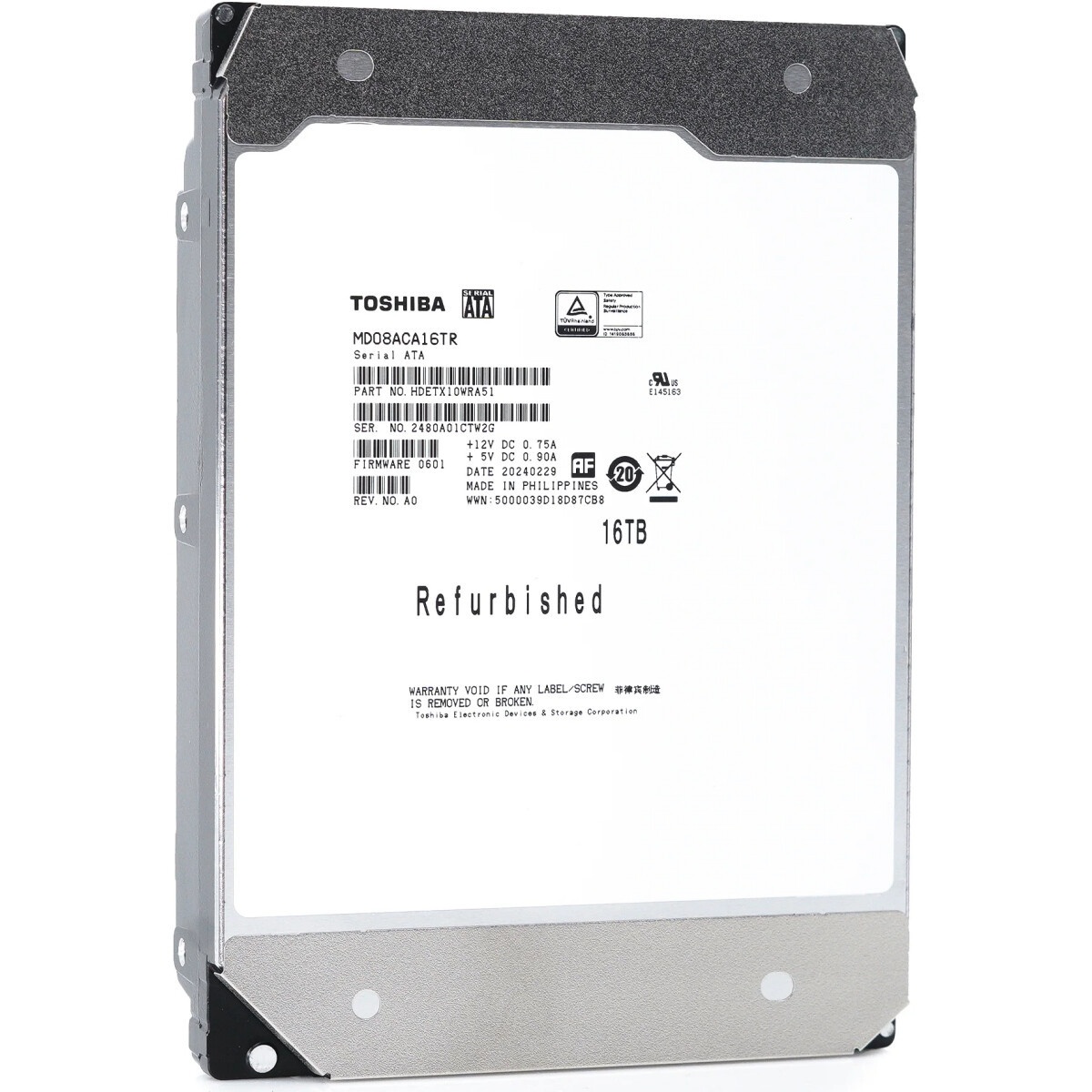 Жесткий диск HDD Toshiba MD08 SATA3 16Tb 3.5" 7200 512Mb OFFICIAL RECERTIFIED 1 year warranty