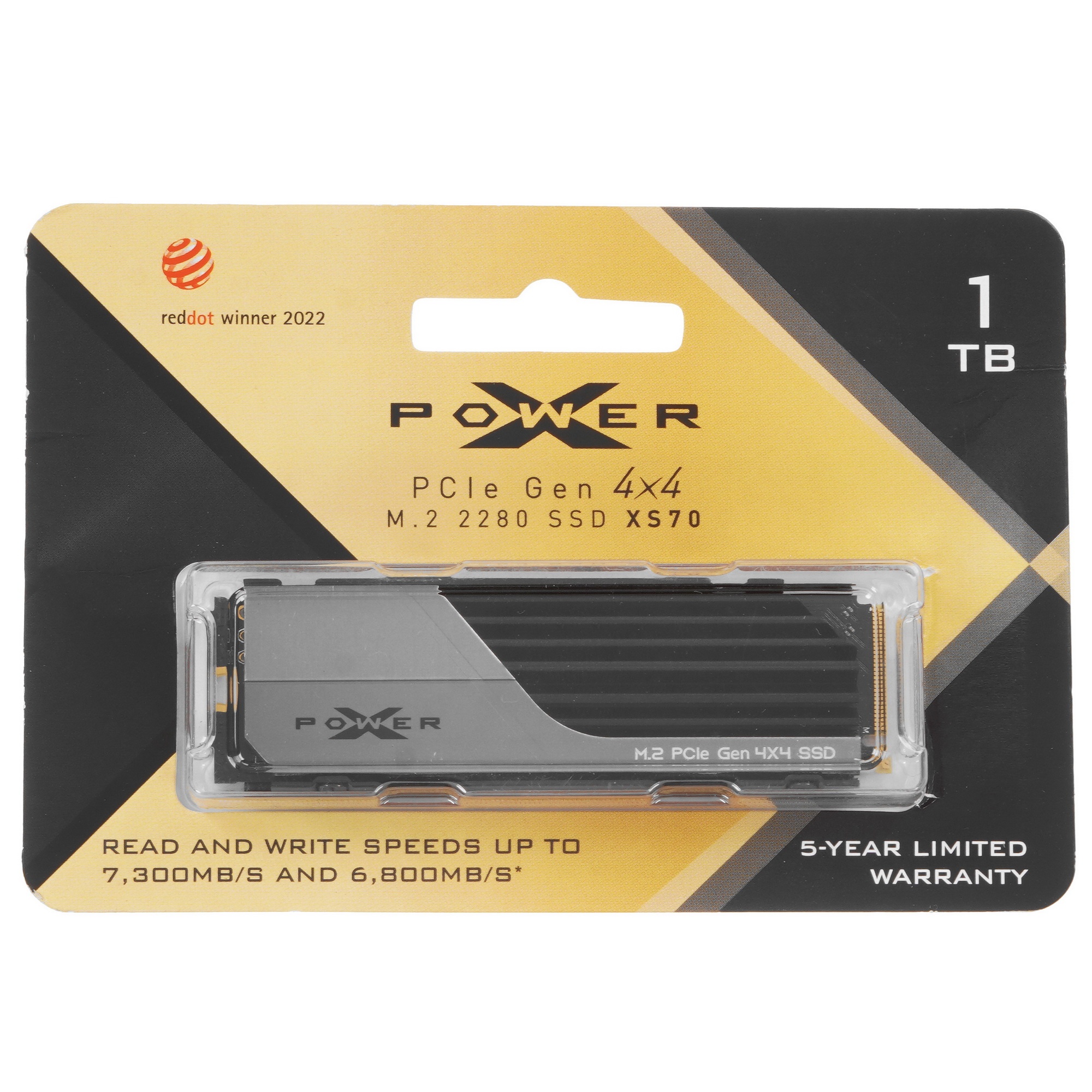Накопитель SSD SiliconPower XS70, 1Tb, PCIe 4.0 x4, M.2 2280, NVMe, R/W 7300/6000, с радиатором